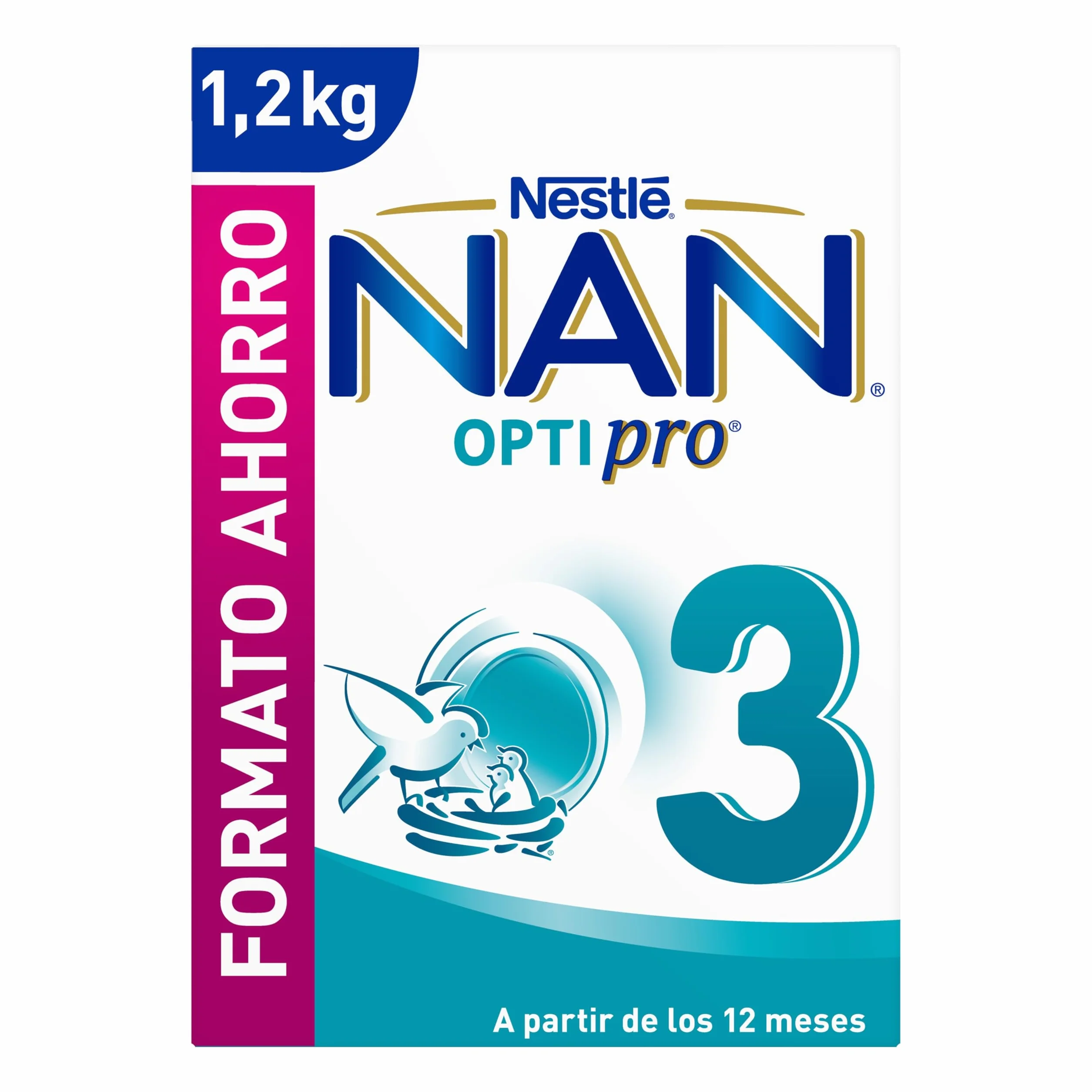 Nan Optipro 3 Leche de crecimiento en polvo, formato ahorro 1200g.