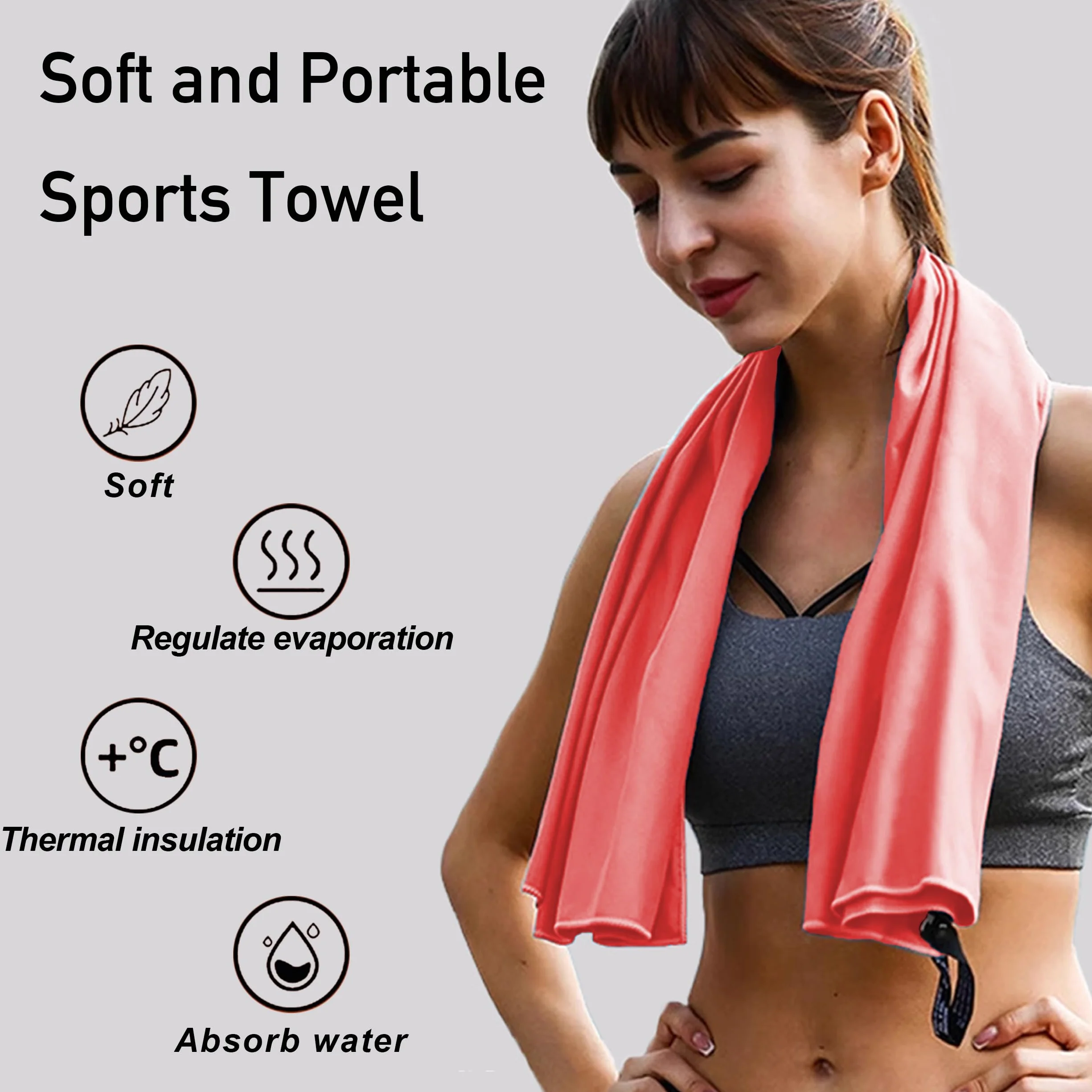 H HANSEL HOME Toalla Gimnasio Microfibra 39x55cm Rosa Absorbente Secado Rápido