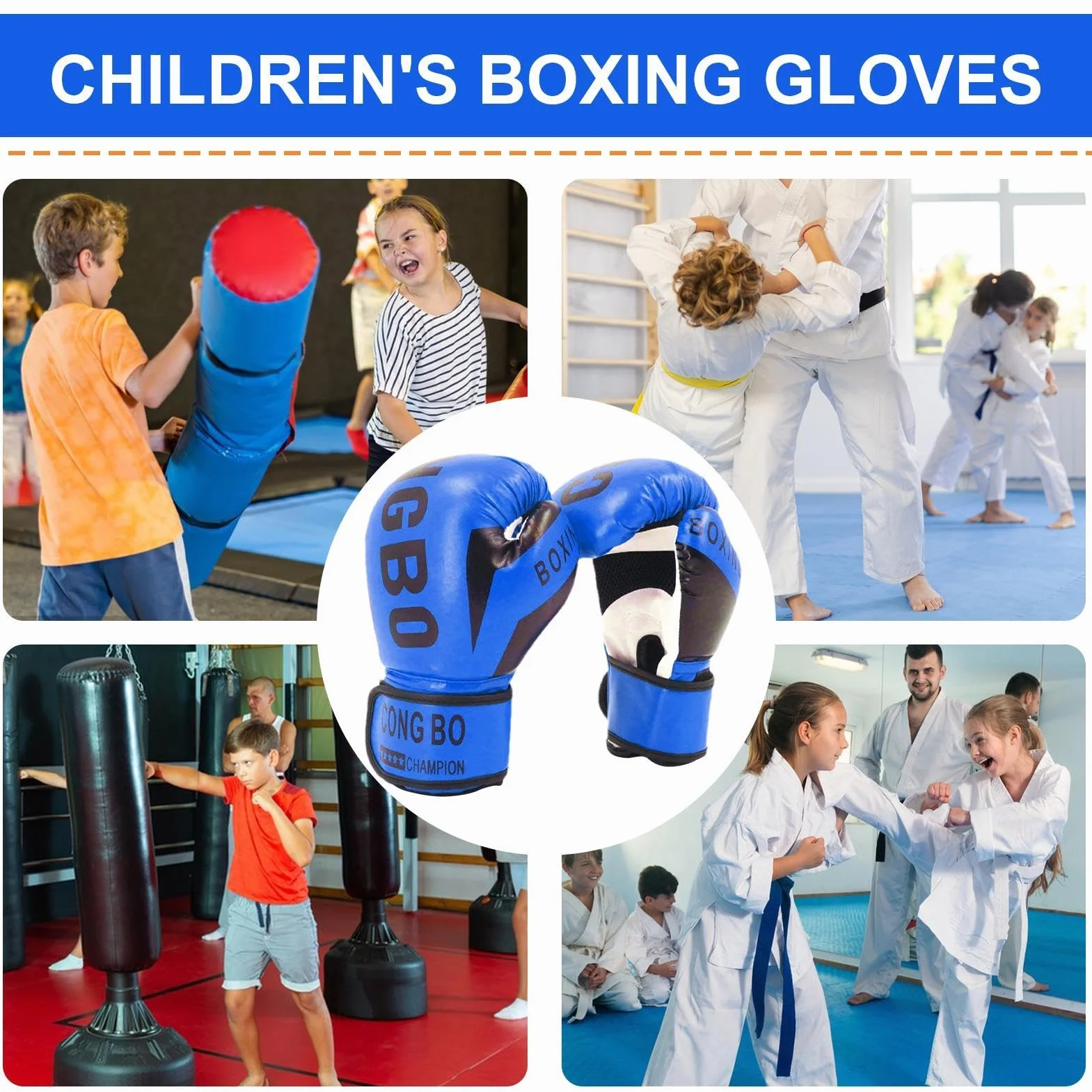 Guantes de boxeo para niños 3-16 años ajustables MMA Muay Thai kickboxing