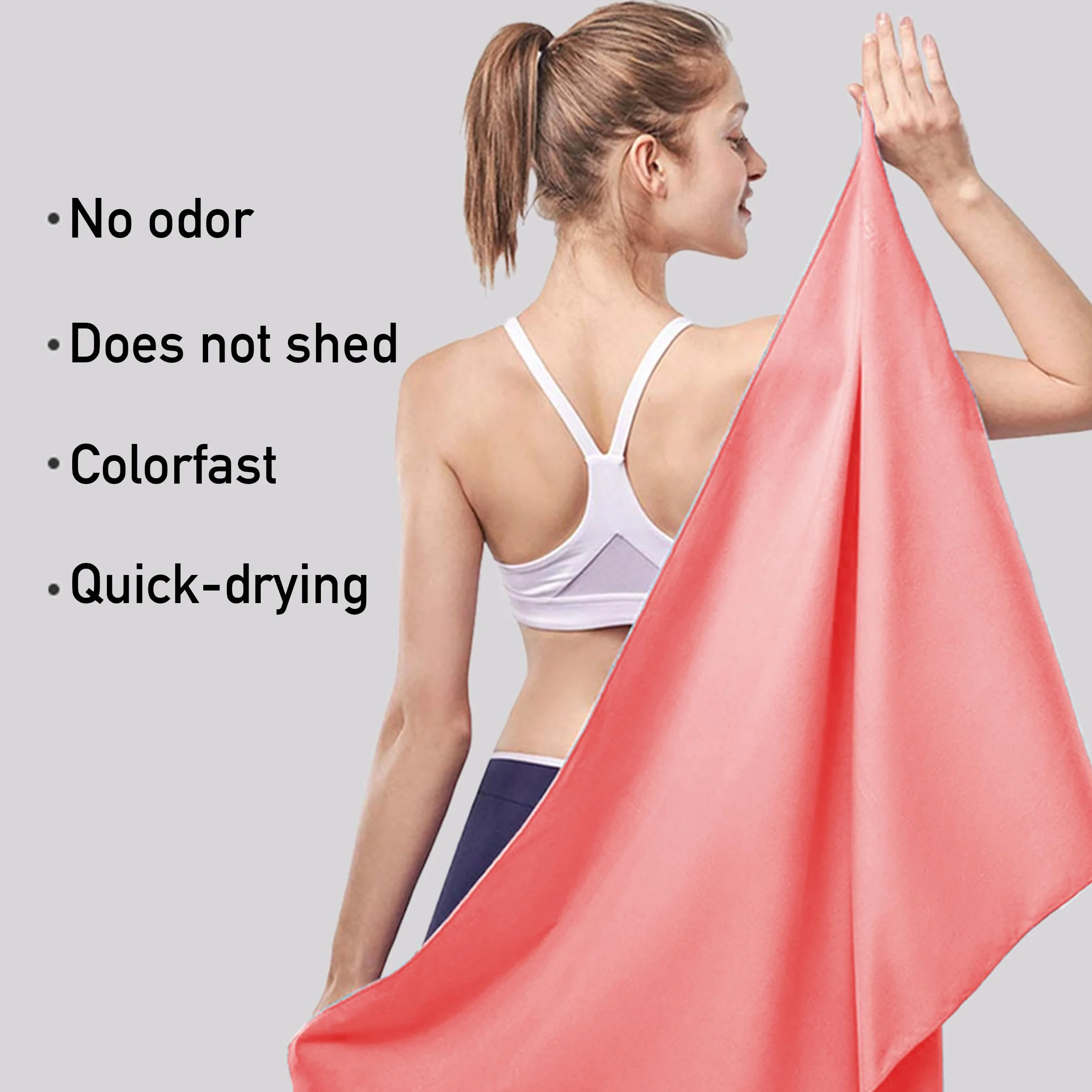 H HANSEL HOME Toalla Gimnasio Microfibra 39x55cm Rosa Absorbente Secado Rápido