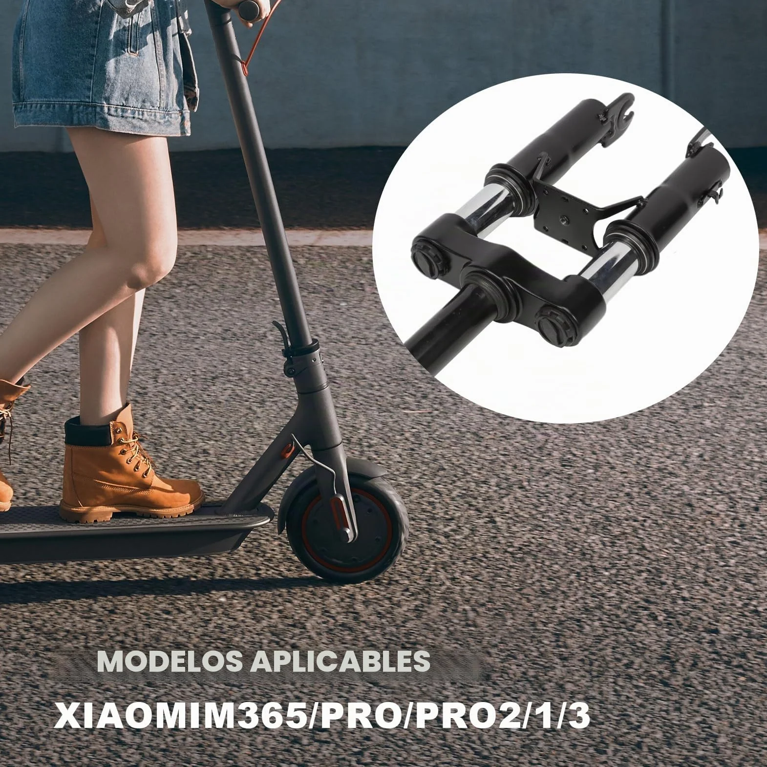 Amortiguador de Guardabarros, Juego de Horquilla de Suspensión para Xiaomi M365 Pro/Pro2/1S/Essential Lite/Mi 3