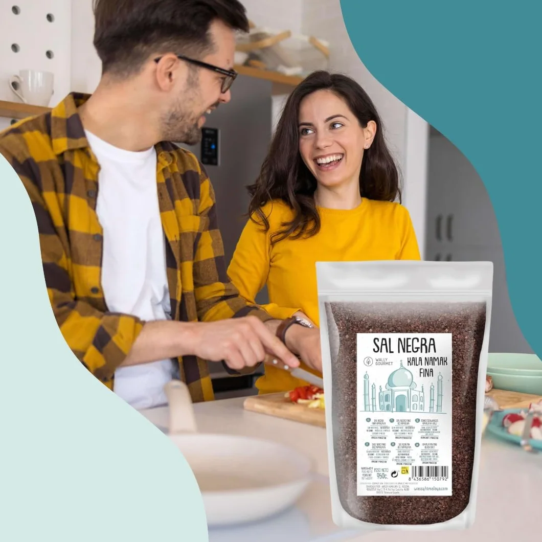 Sal Kala Namak, Fina, 100% Natural, |Sabor Huevo| Sin Aditivos, Sin Refinado. Sal Negra Del Himalaya. Mayor Contenido En Oligoelementos. Para Sazonar. Origen: India y Pakistán. (Fina) (Fina)
