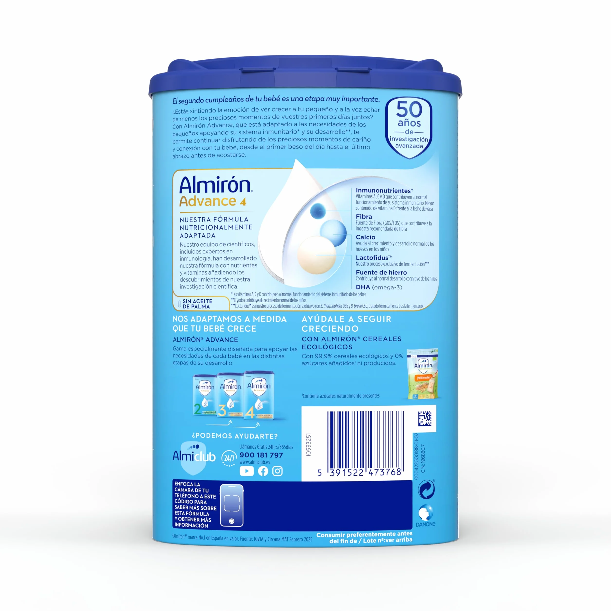 Almirón Advance 4 ,Leche de Crecimiento en Polvo para Bebé desde los 24 Meses, 800g