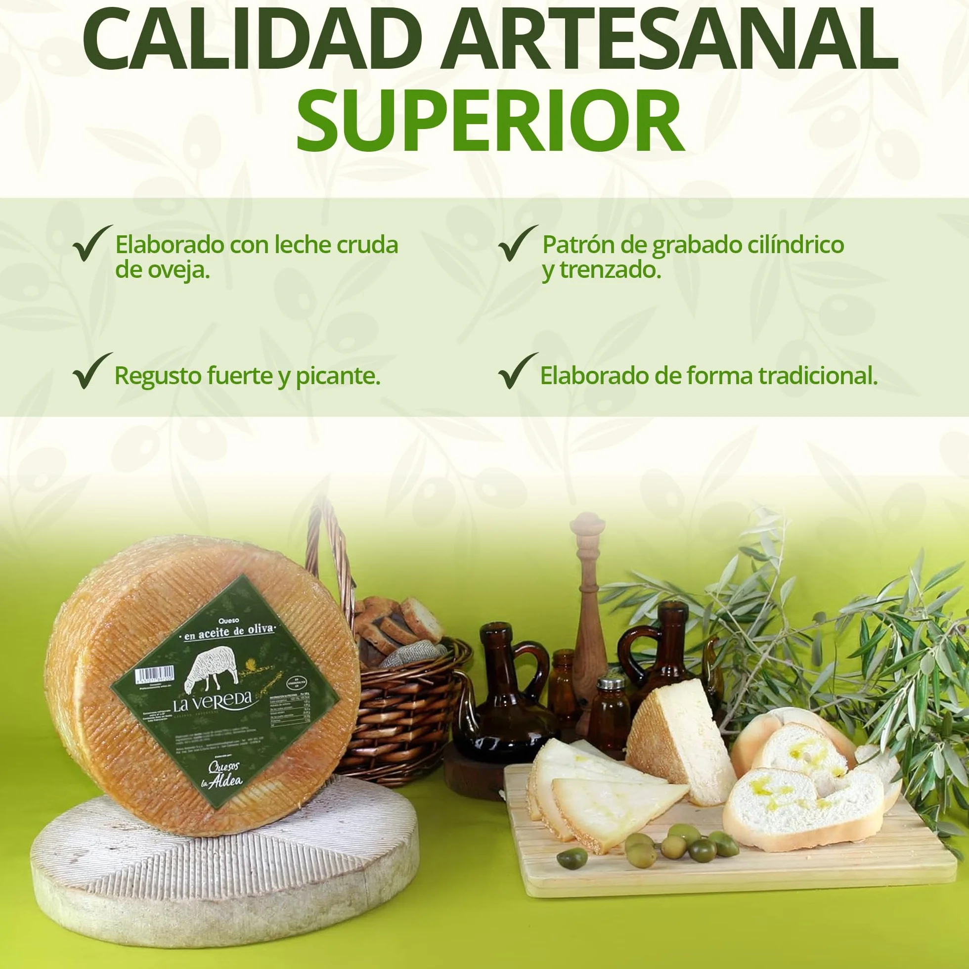 Queso Artesano de Oveja Curado en Aceite de Oliva 1.5 kg Gourmet Cesta Regalo
