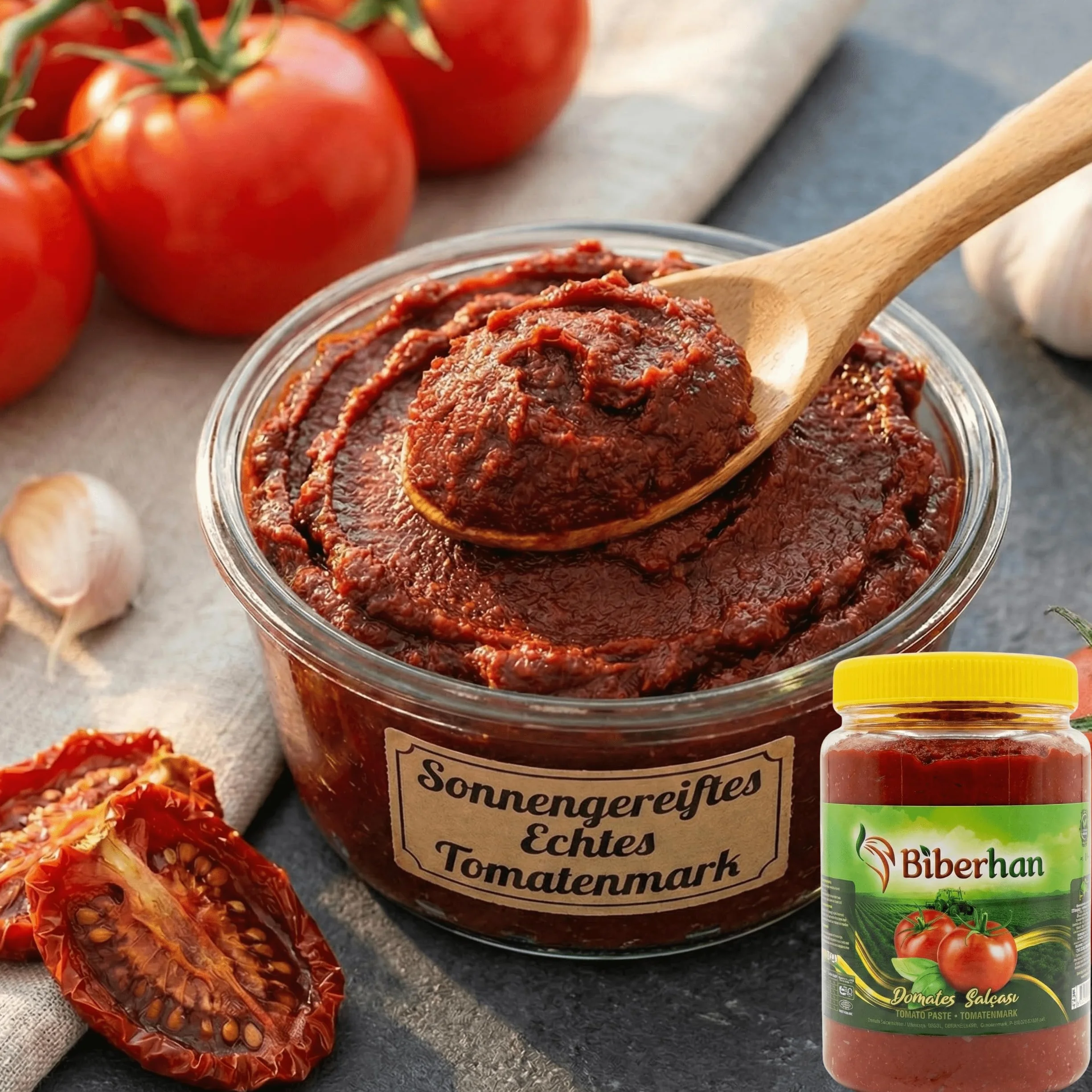 Premium Pasta de Tomate 1000g – Secado al Sol en Gaziantep (Ciudad UNESCO) – Natural, Concentrada, Sin Aditivos, Sabor Intenso y Tradicional