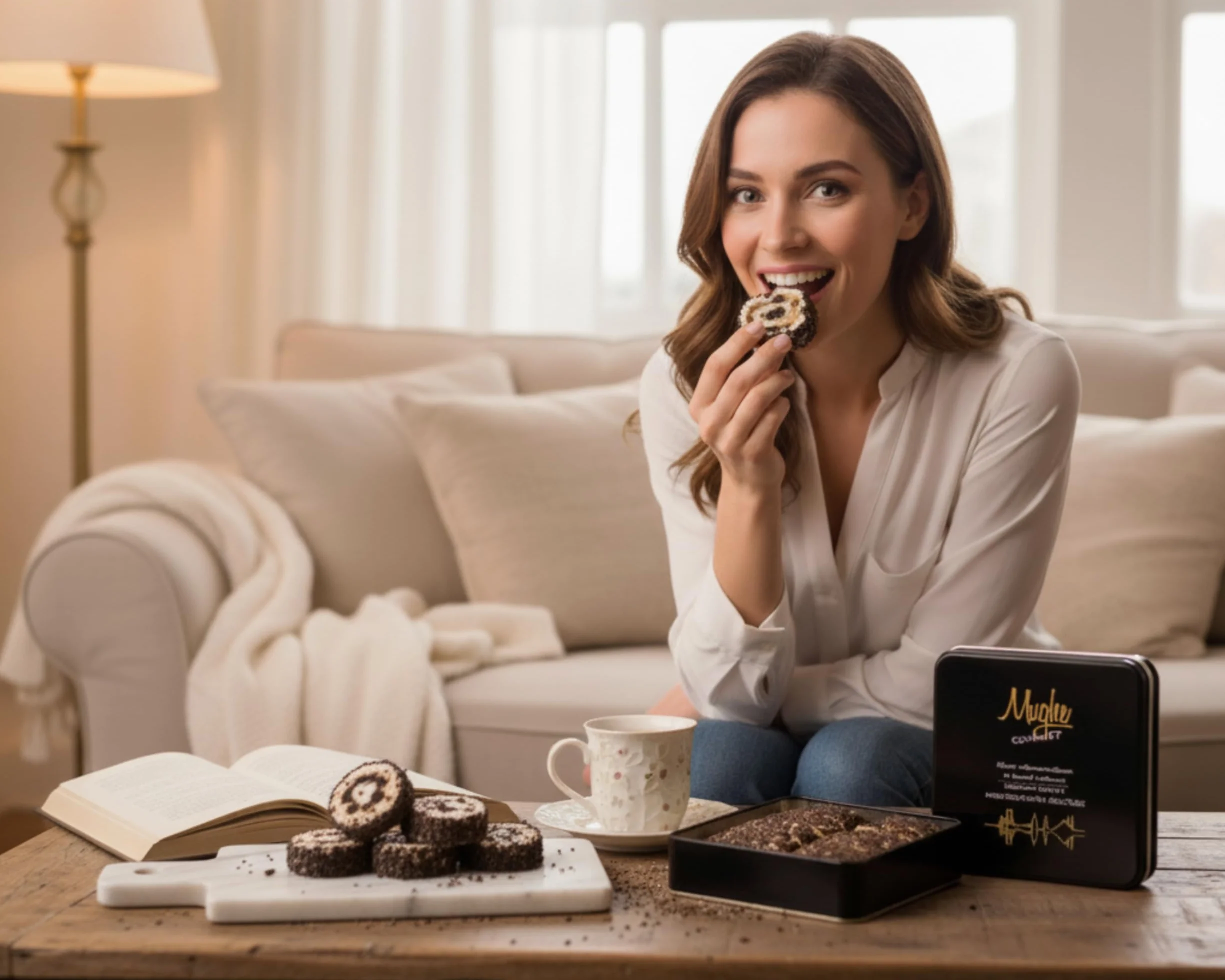 Mughe Gourmet Lokum Delicia Turca de Crema de Galleta Sándwich de Cacao – Lata de Regalo de 350 g