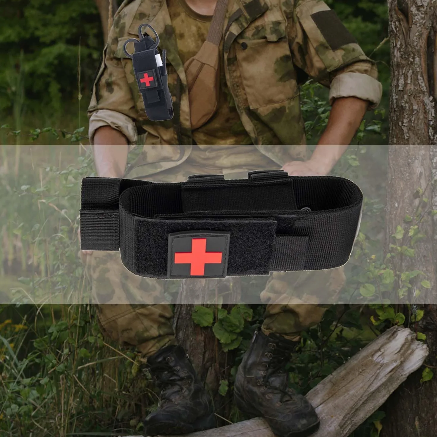 Torniquete Táctico Molle Bolsa Pouch TQ Portátil Militar Primeros Auxilios Estuche Trauma Negro