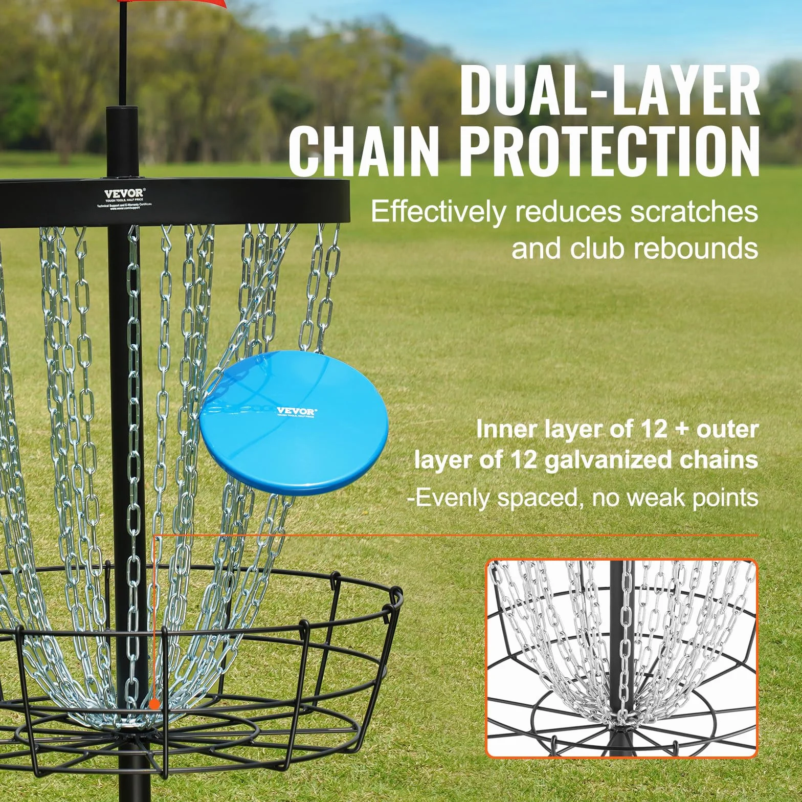 VEVOR Canasta de Golf con Disco de Cadenas Objetivo Portátil para Interiores y Exteriores, Negro