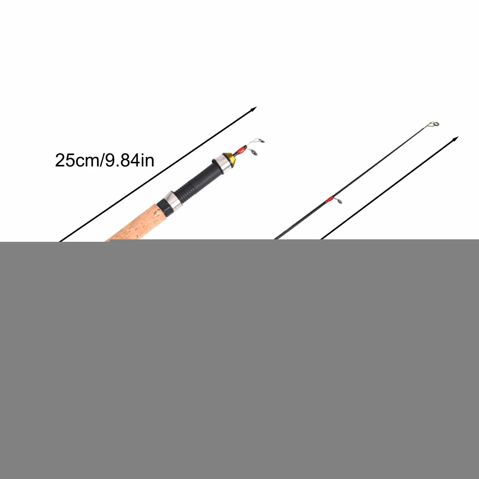 Caña Telescópica de Lanzado 60 cm para Pesca en Hielo, Agua Salada y Dulce