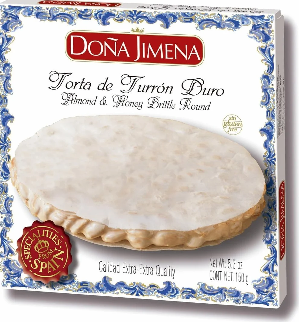 DOÑA JIMENA Torta de Turrón Duro de Almendra, Textura Crujiente, Dulce Navideño, Receta Artesanal, Calidad Extra, 150gr