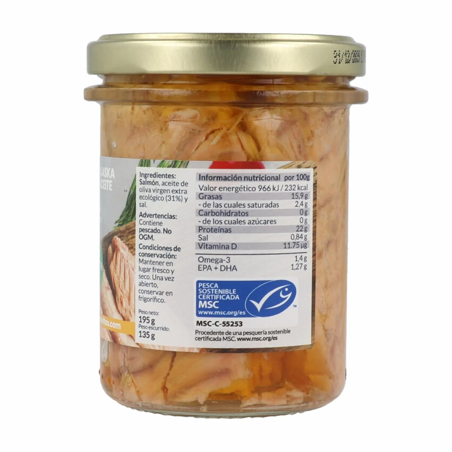 Salmón salvaje de Alaska en aceite de oliva virgen extra BIO | 195 g | Naturitas Essentials | Salmón salvaje de Alaska en AOVE Bio | Pesca sostenible omega 3 | Conservas