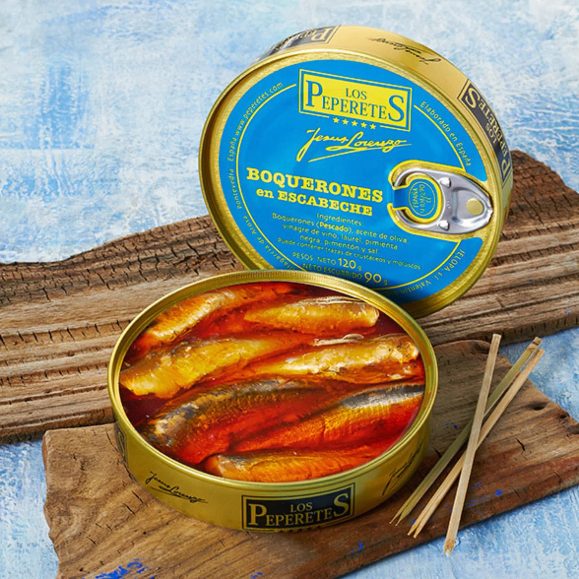 LOS PEPERETES x3 Lata Boquerones en Escabeche 120 g | Conserva Gourmet Gallega | Boquerones Pequeños del Atlántico en Aceite de Oliva y Vinagre Natural | Elaboración Artesanal | Sabor Tradicional