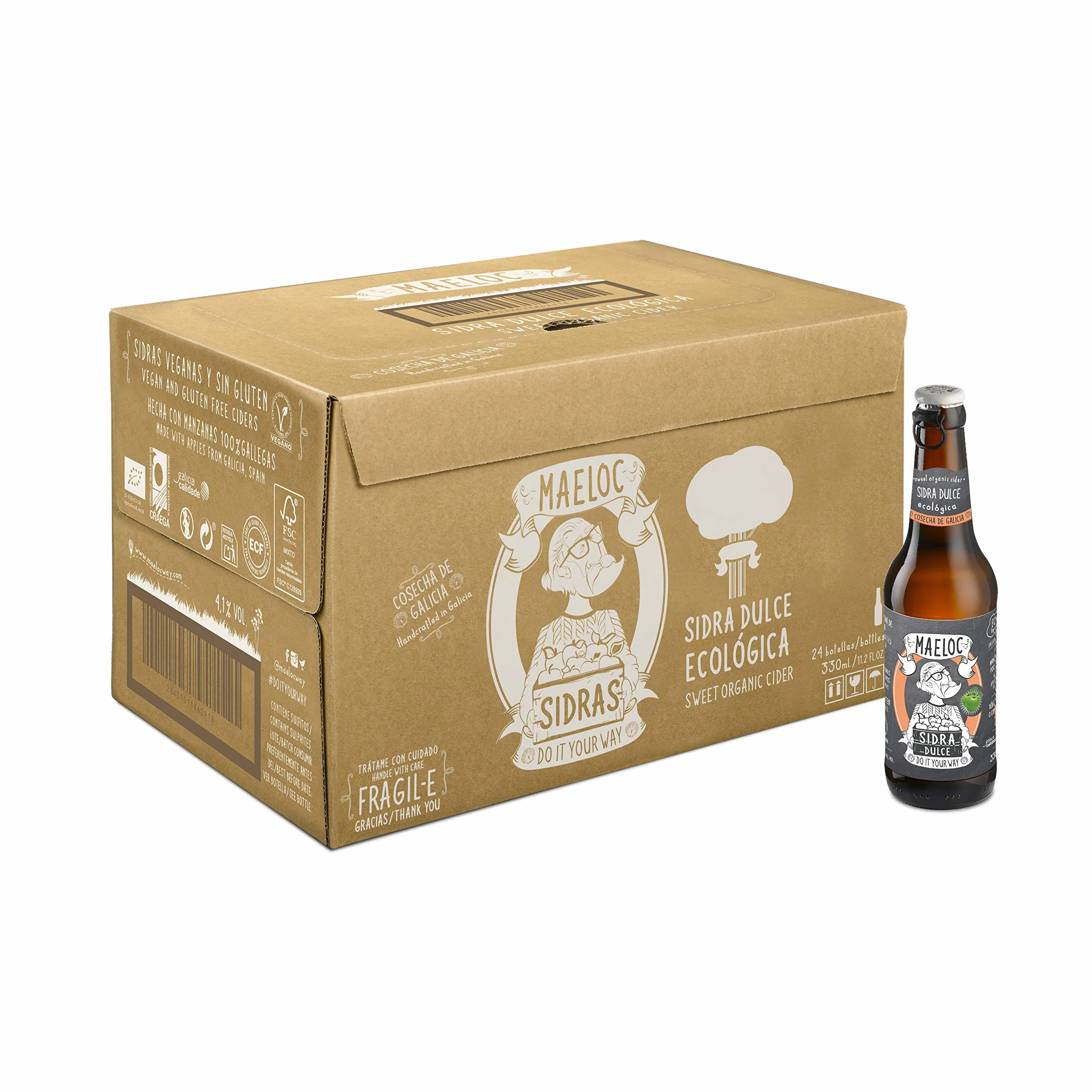 Maeloc Sidra Dulce Ecológica - 24 botellas x 330 ml