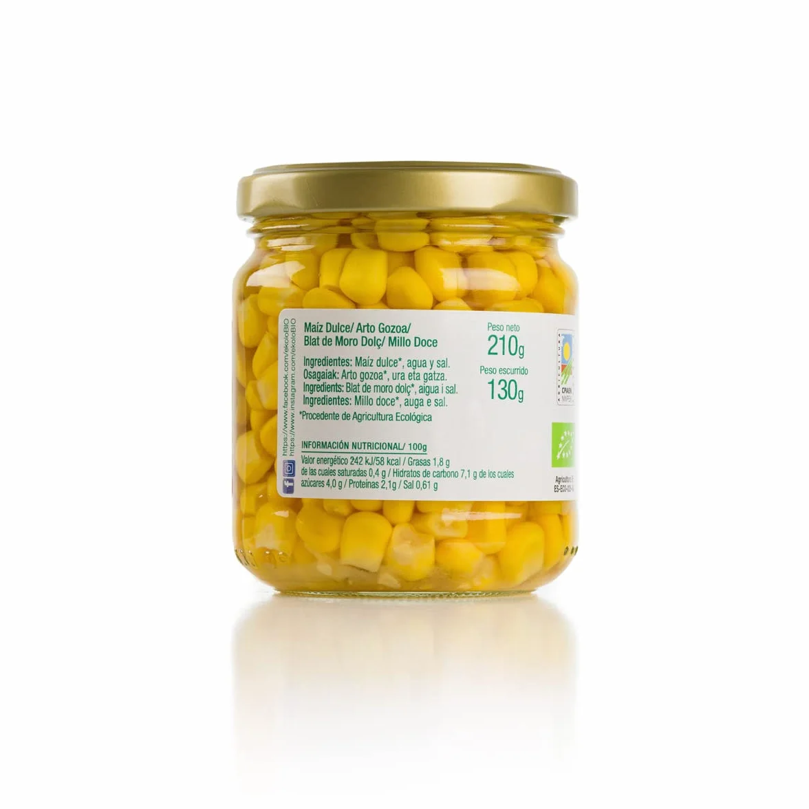 Ekolo Maiz Dulce Ekolo Bio, 6 Tarros 210g 1260g
