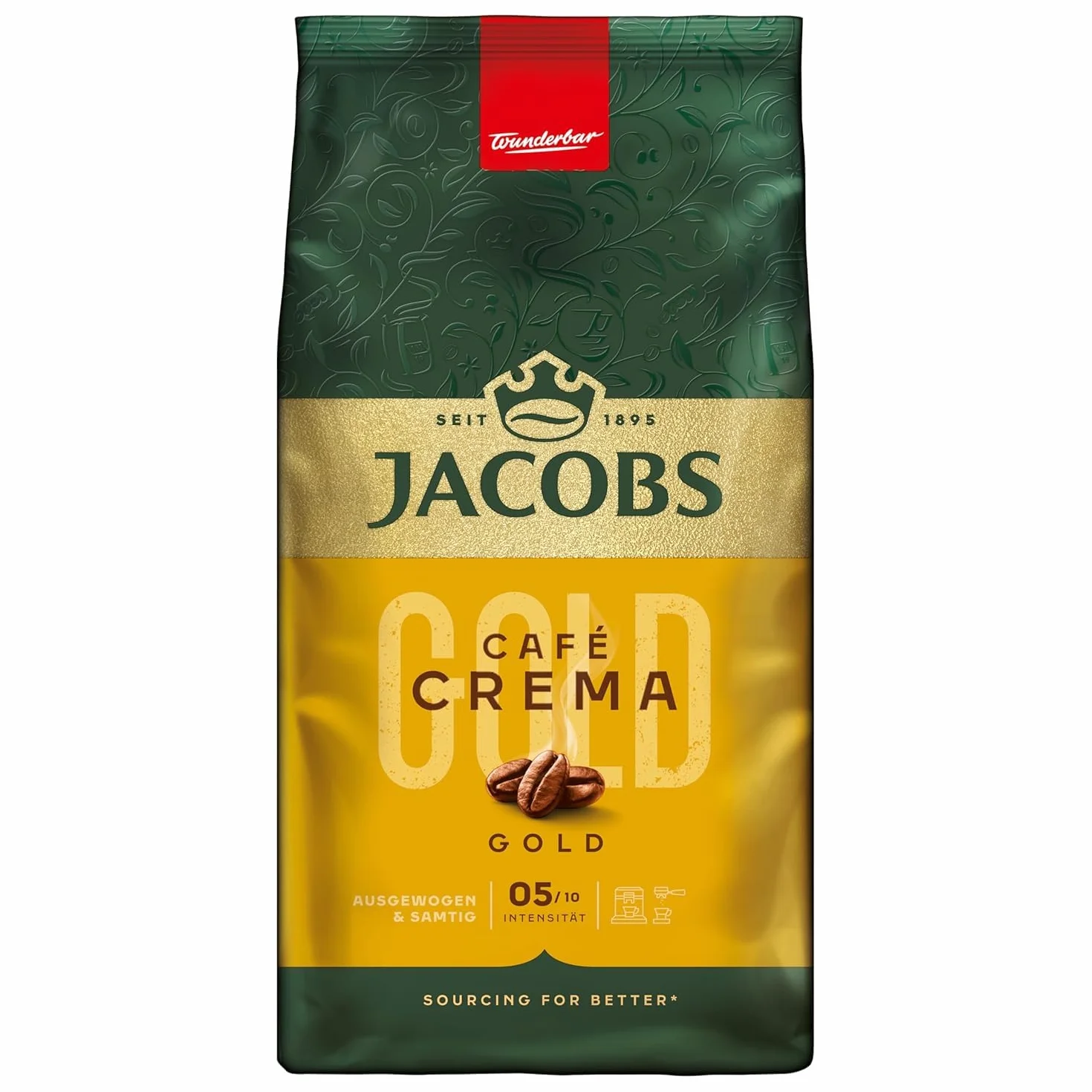 Jacobs Expertenröstung Crema Intenso, grano de café, 2 x 1 kg (2 Paquetes)