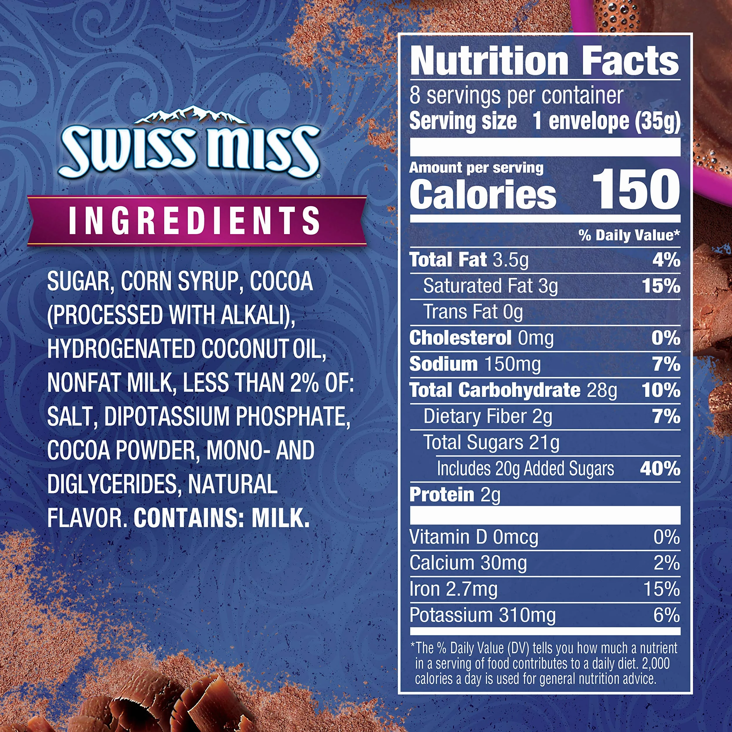 Swiss Miss Dark Chocolate Sensation Hot Cocoa Mix 8 Count 10oz Box Pack of 4