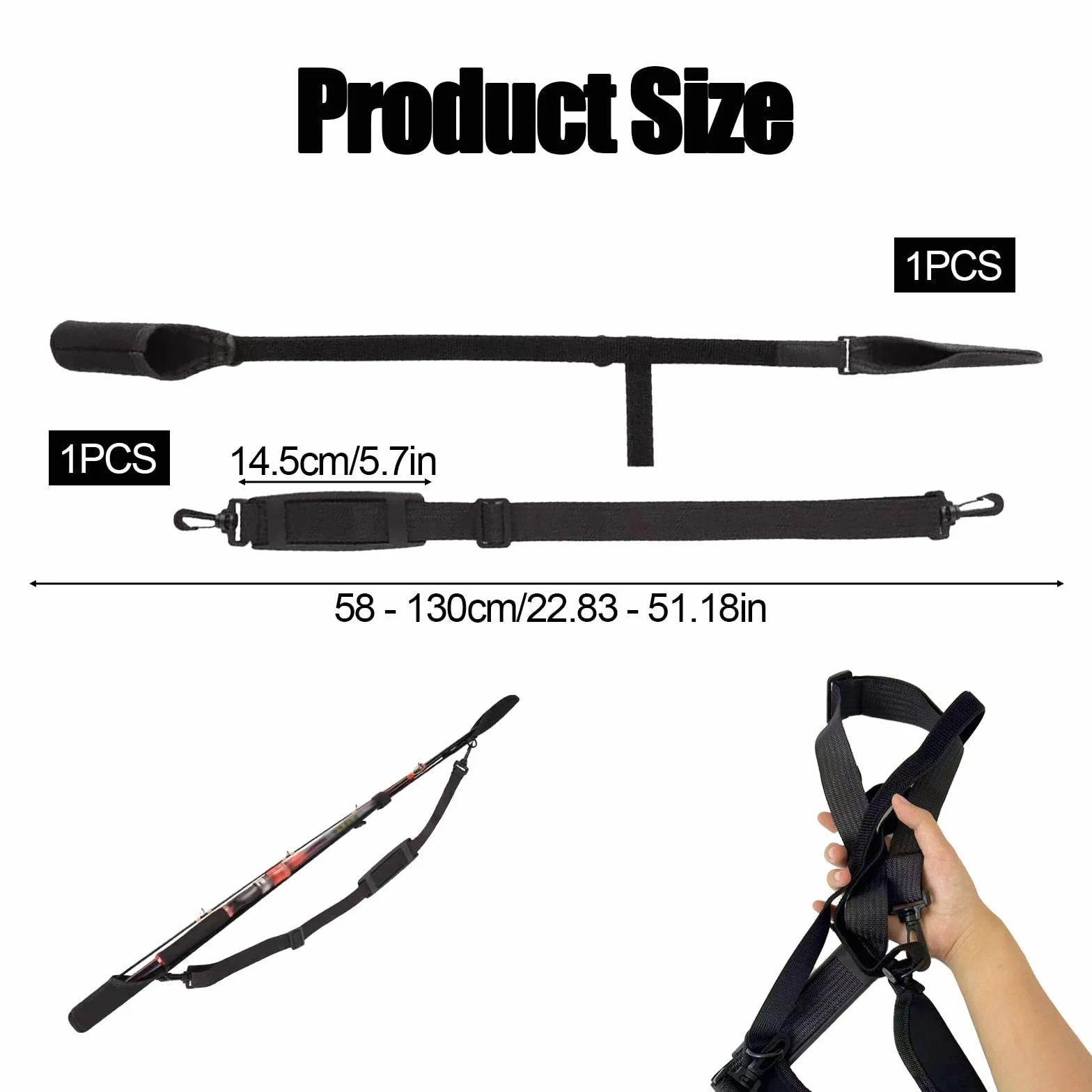 Magic Baits Protector de Caña de Pesca Ajustable en Neopreno Negro 1 Par