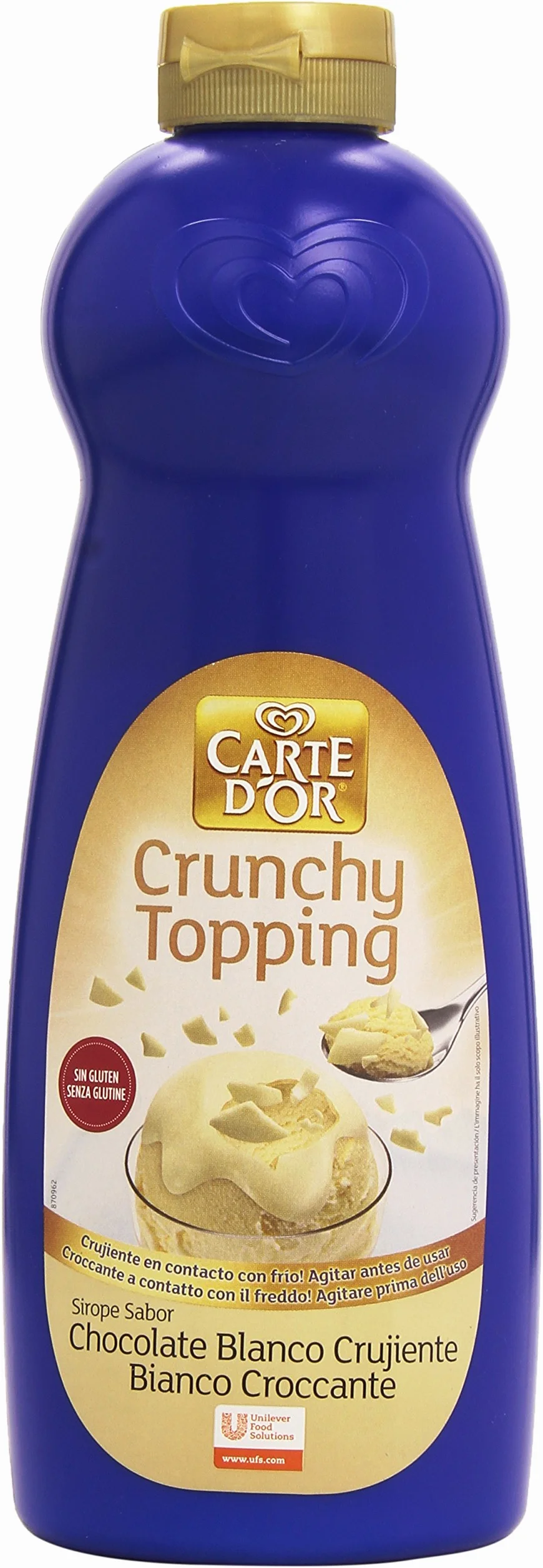 Carte D'Or - Crunchy Topping - Sirope sabor chocolate blanco crujiente - 900 ml