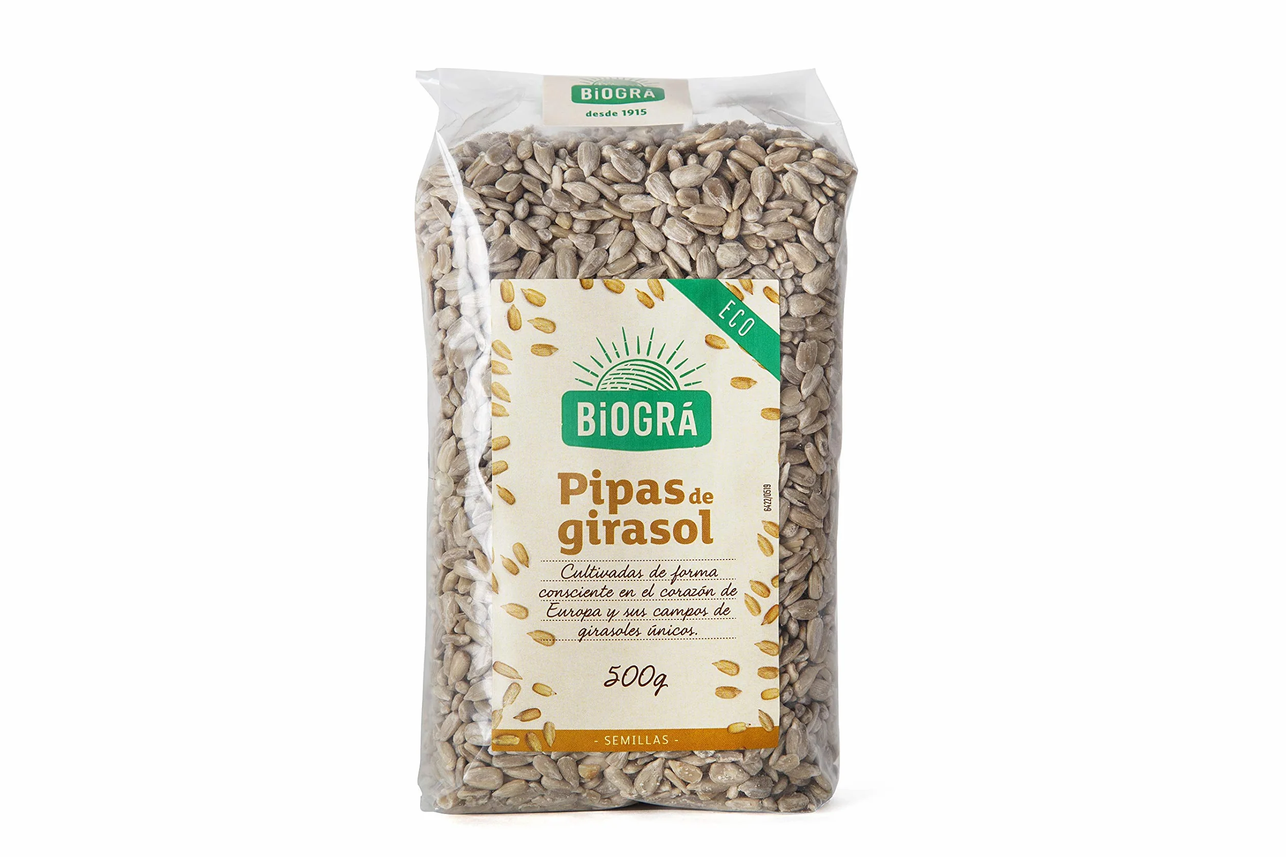 BIOGRÁ - Pipas Peladas de Girasol, Apto para Veganos, Perfecto para su Uso con Muesli, Ensaladas, pan, Pasteles, Platos de Arroz o Verduras, de Agricultura Ecológica 500g
