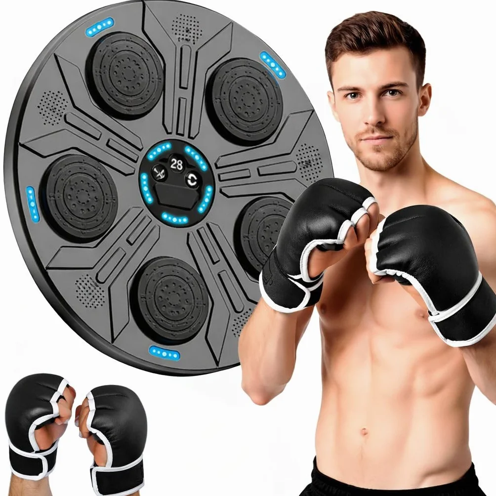 Simulador de Boxeo Inteligente con Bluetooth y Pantalla LED, 9 Modos de Entrenamiento, Luces RGB para Adultos y Niños
