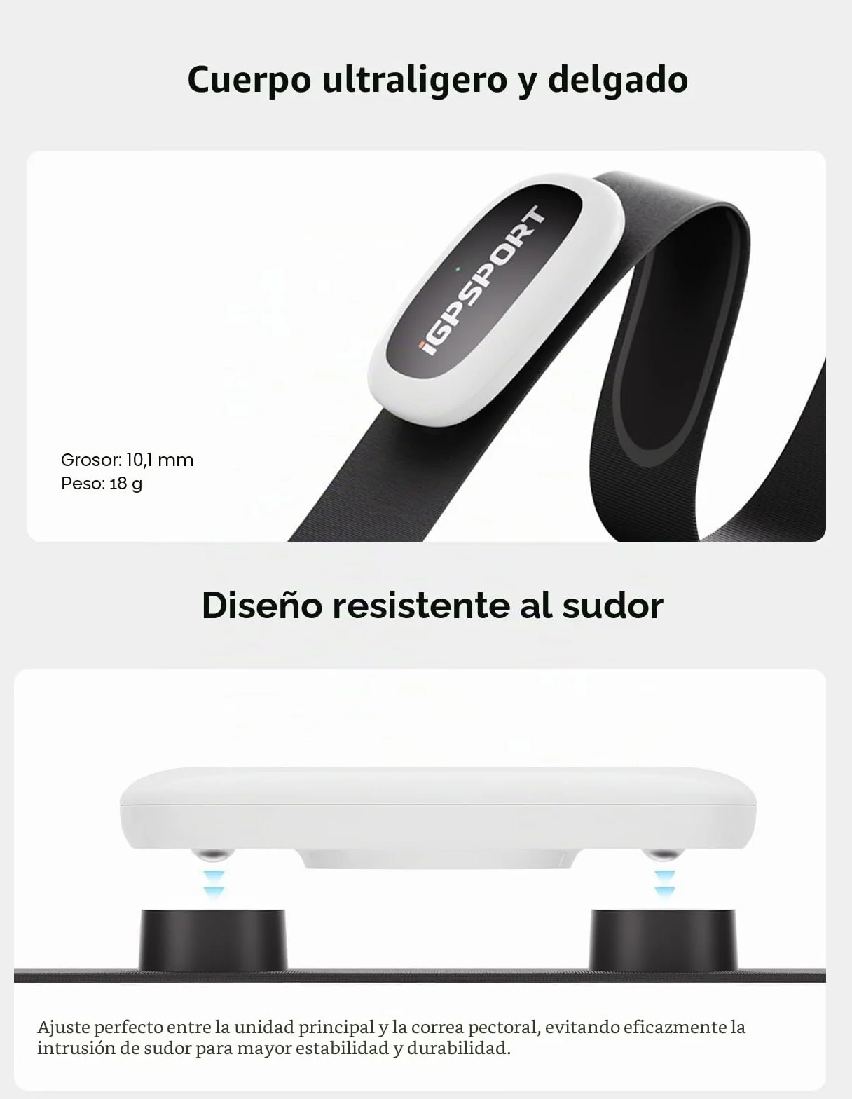 iGPSPORT Monitor de Frecuencia Cardíaca IPX7 Impermeable Bluetooth Ant+ Correa Pecho Correr Ciclismo Compatible Garmin Polar Wahoo Zwift