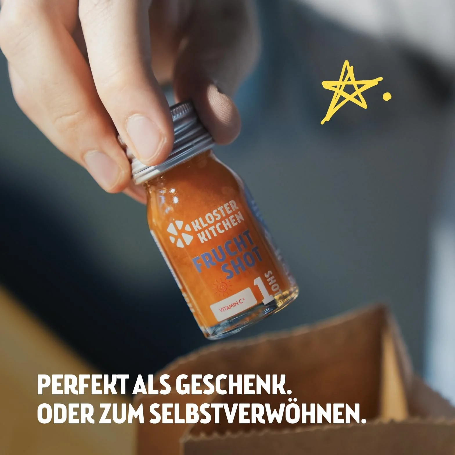 Kloster Kitchen Mezcla de jengibre orgánico 14 botellas 30 ml con trozos de jengibre vidrio vegano