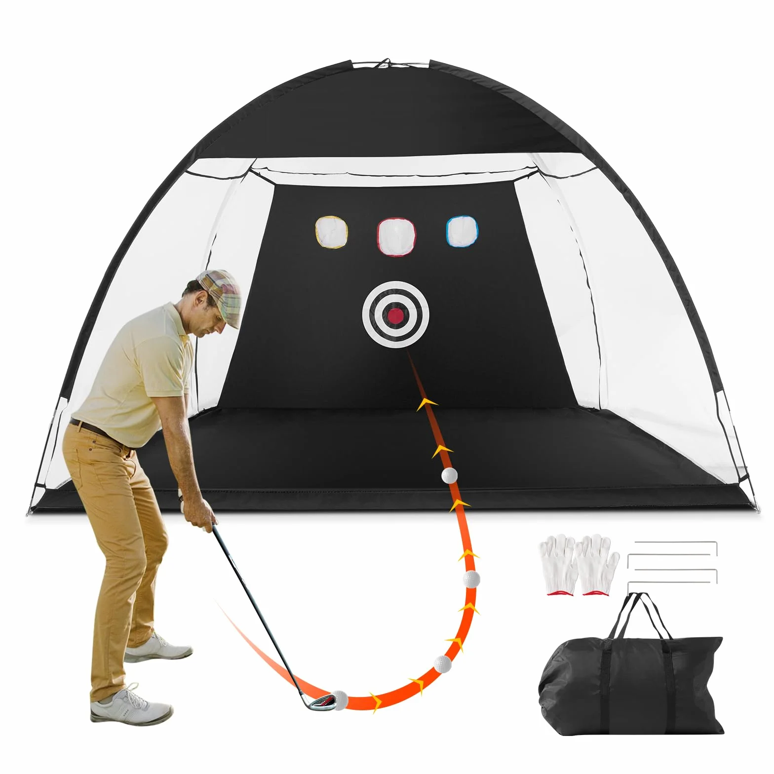 VEVOR Red de Golf 3080 x 1850 x 1970 mm Entrenamiento Swing Interior Exterior con Objetivo y Bolsa de Transporte