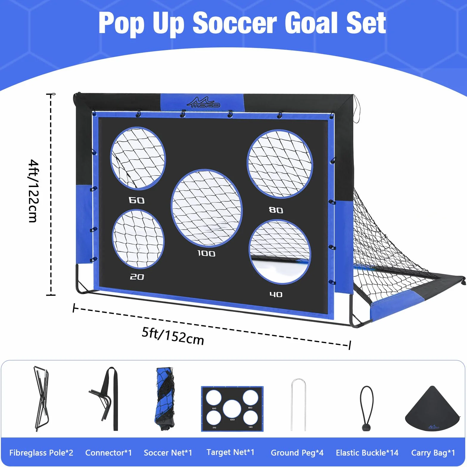 MoKo Portería de Fútbol Plegable con Red, Equipo de Entrenamiento Portátil para Niños