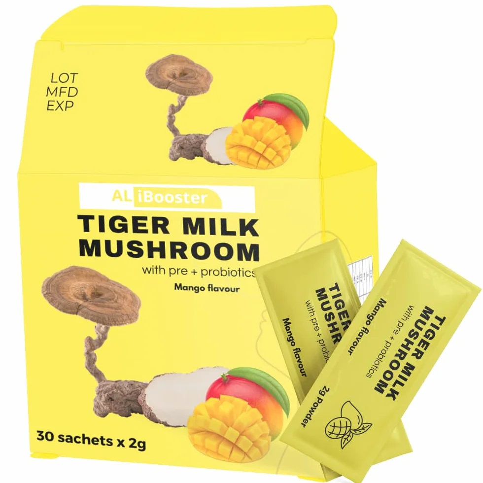 Lignosus Leche de Tigre Champiñón sabor mango Polvo instantáneo natural 30 Bolsitas