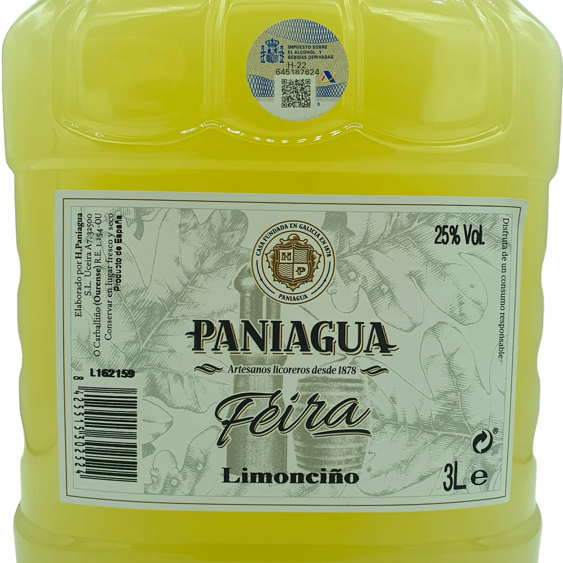 Limonciño Paniagua Garrafa Pet 3 Litros Limoncello Gallego Artesano