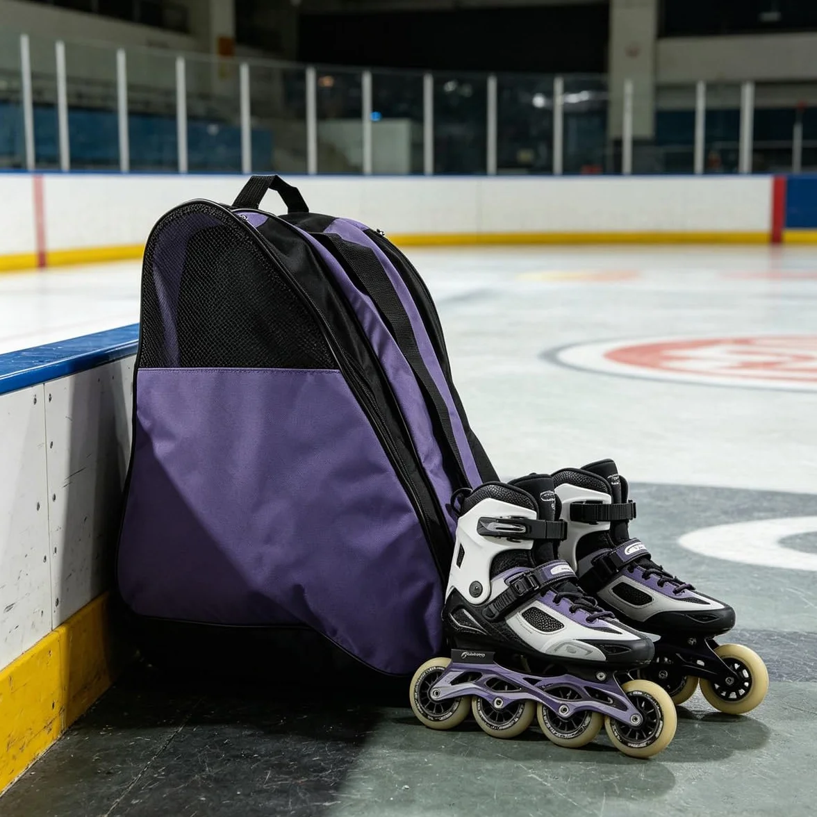 Bolsa para patines de mujer, hielo, esquí, hockey sobre hielo adulto (morado)