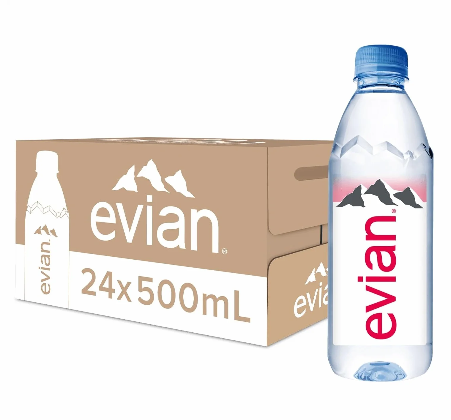 Evian Agua tranquila, 500 ml, paquete de 24
