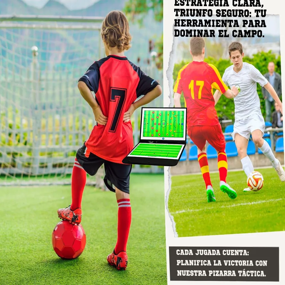 Pizarra Magnética Táctica Entrenador Fútbol con Fichas Brazalete Capitán Silbato 2 Rotuladores Cuero Negro