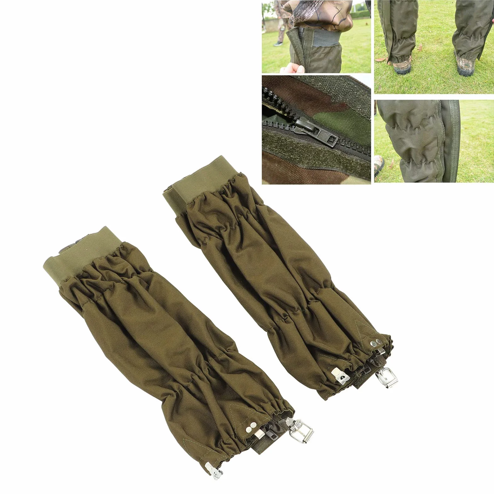 Changor Polainas de Entrenamiento Cremallera con Hebilla Automática Ajustable Transpirable Dureza Fuerte Adherencia Fuerte para Montañismo