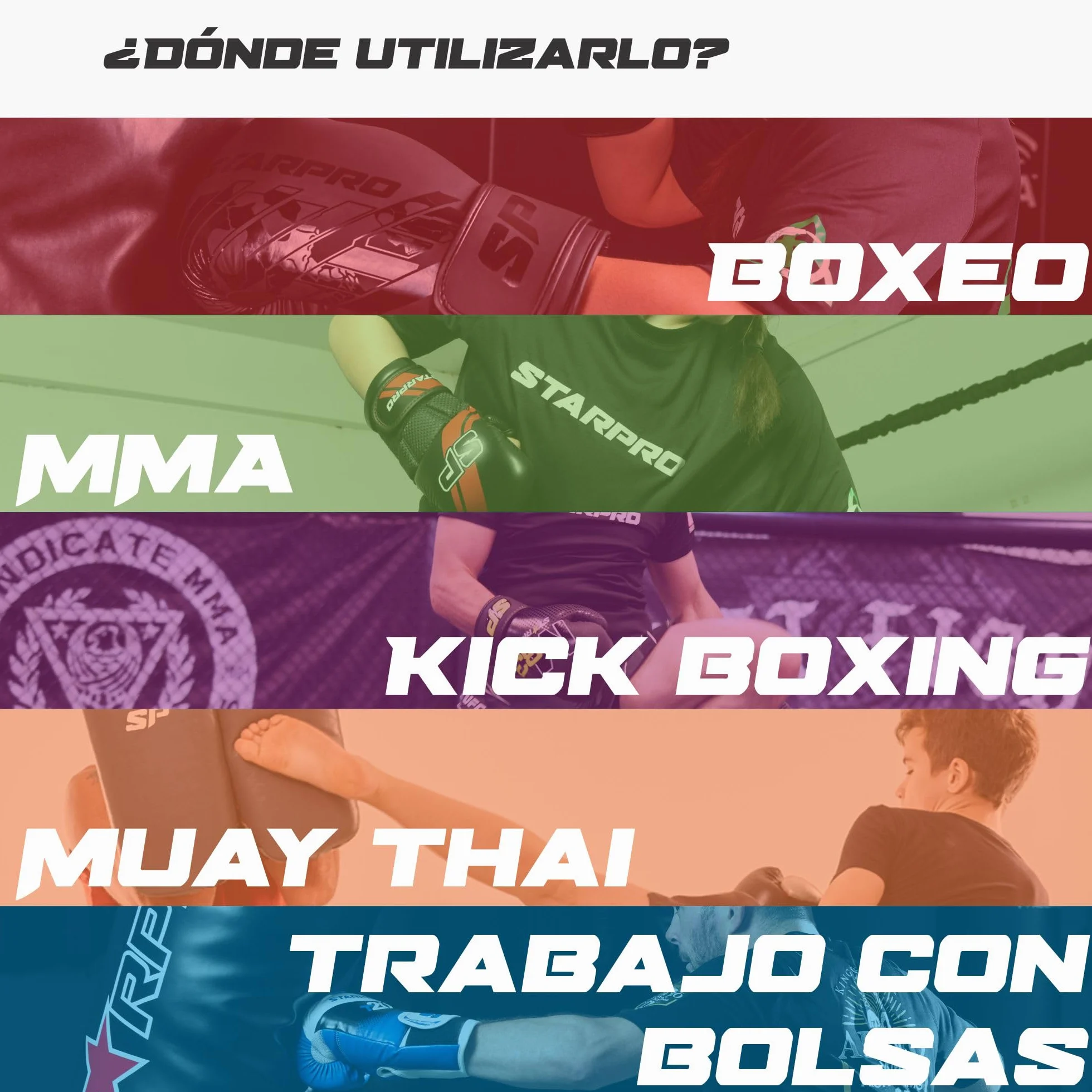 Starpro Guantes Boxeo Envolturas Elástico Acolchado Cinta Vendas MMA Muay Thai Entrenamiento Gimnasio