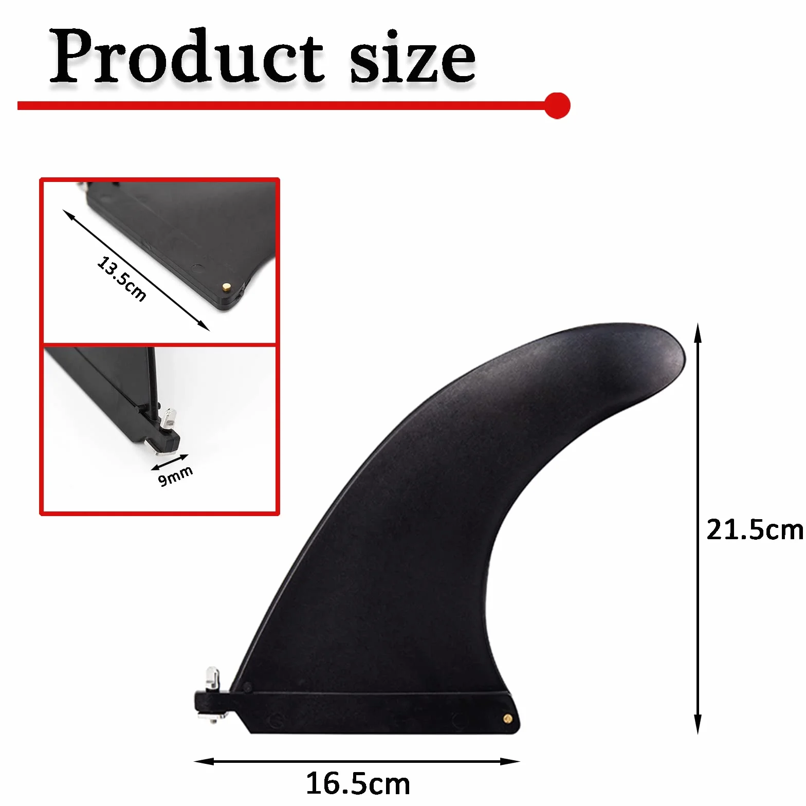Aleta de Tabla de Surf de Nylon, Quilla Central para Tablas Largas, Kayak Inflable y Tabla SUP (Negro)