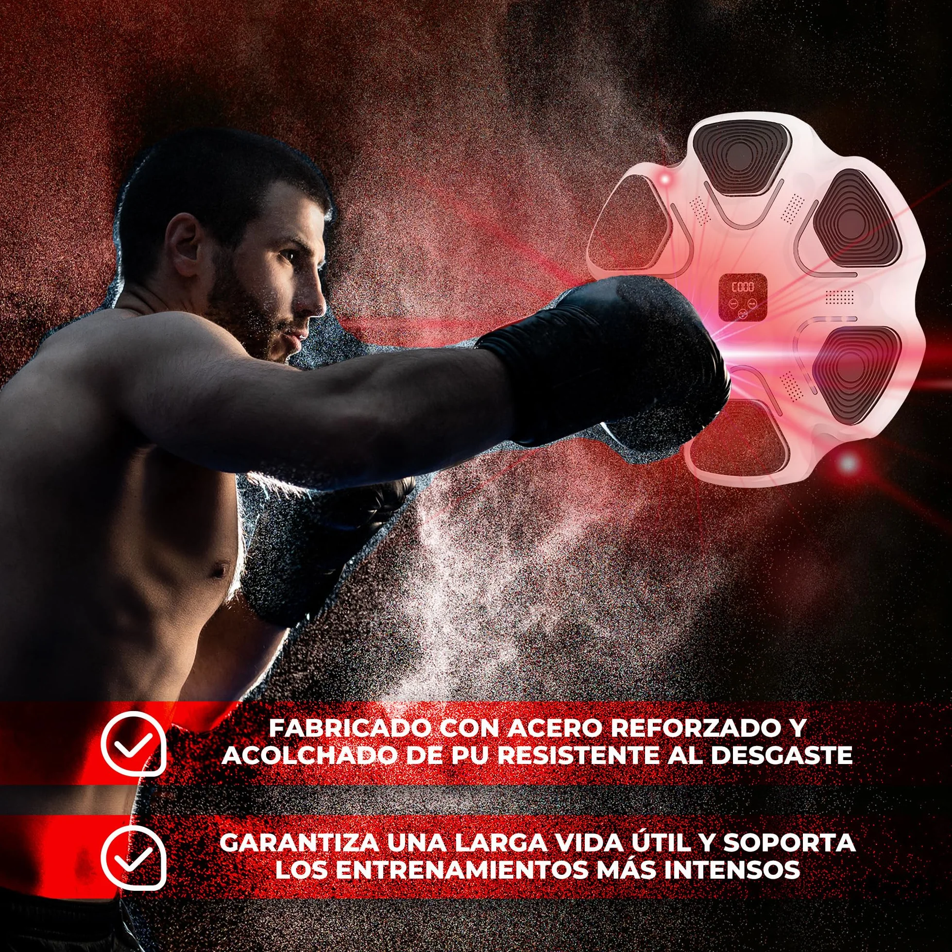 Arcanix Boxeo Pared Musical con Guantes de Boxeo - Maquina Boxeo Musical Pared Bluetooth Panel con Musica Punch Luces 9 Velocidades