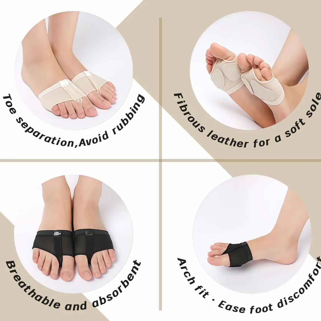 Almohadillas Antideslizantes para Baile, Protección Pies Ballet Punta Transpirables, 2 Pares