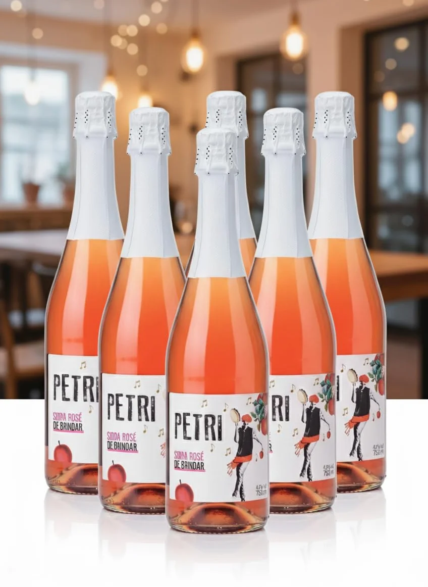 Petritegi Sidra Petri Rosé Pack 6 x 750 ml | Sidra Artesanal de Astigarraga | Sabor Frutos Rojos y Manzana Verde | Vegana sin Gluten | 4.8% Vol