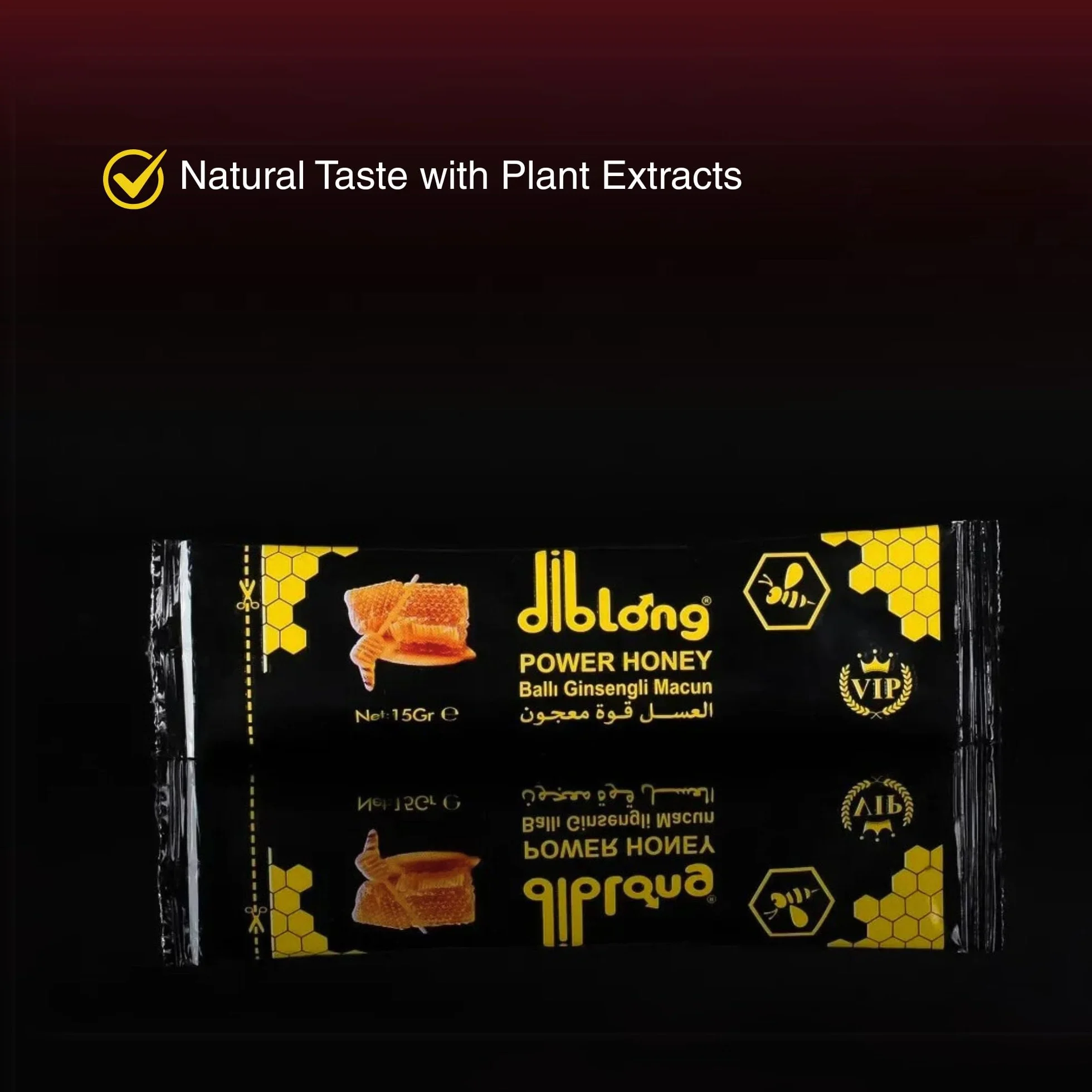 Diblong Miel Hombre Sachets Pack of 6 x 15g – Wildflower Honey Blend with Maca, Ginseng & Royal Jelly – Individual Portion Honey Pack – Made in Turkey