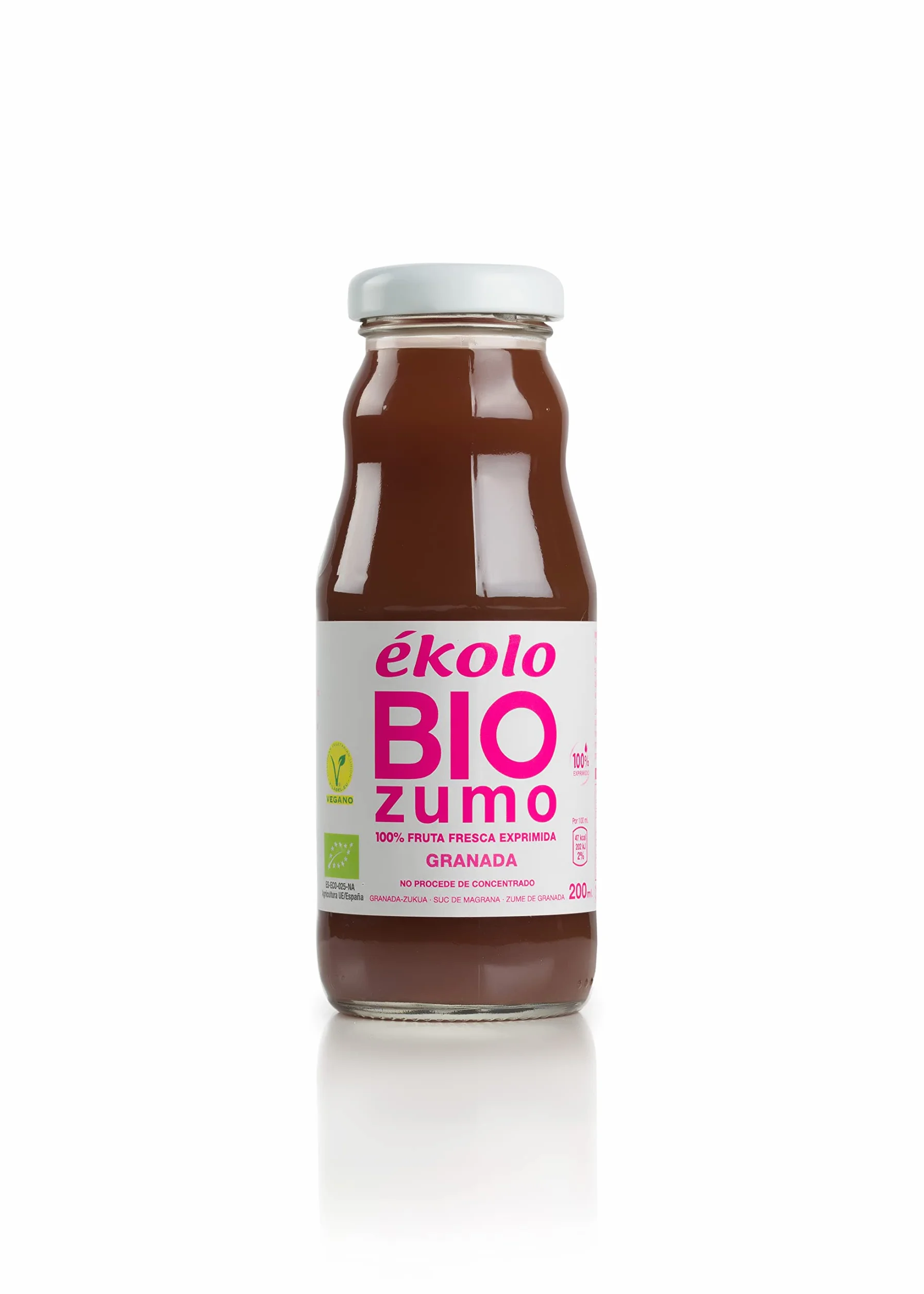 EKOLO Zumo de Granada Ecológico 100% Exprimido 200ml 2400ml 12 Unidades