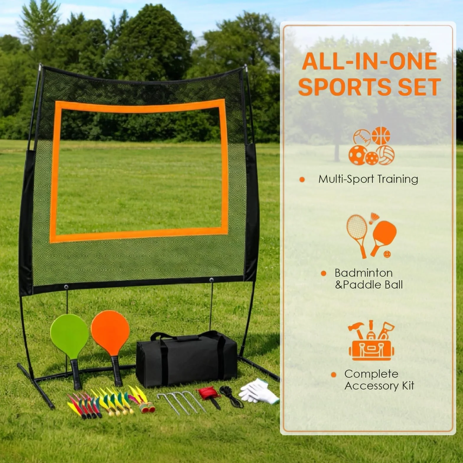 KIRJAUDU Set de bádminton 5 en 1 con red para jardín, pickleball, voleibol, juegos al aire libre para familia