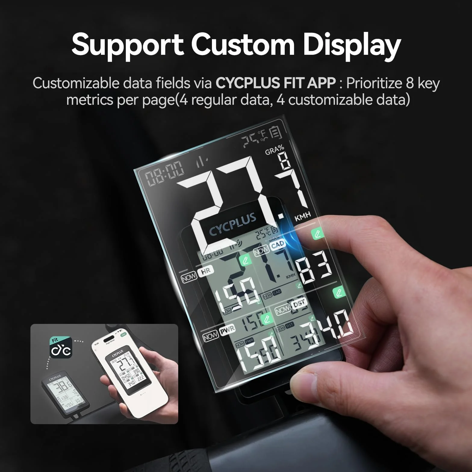 CYCPLUS GPS Ordenador para bicicleta ANT+ Bluetooth 5.0 pantalla LCD 2.8 pulgadas cuentakilómetros 100 horas batería retroiluminación