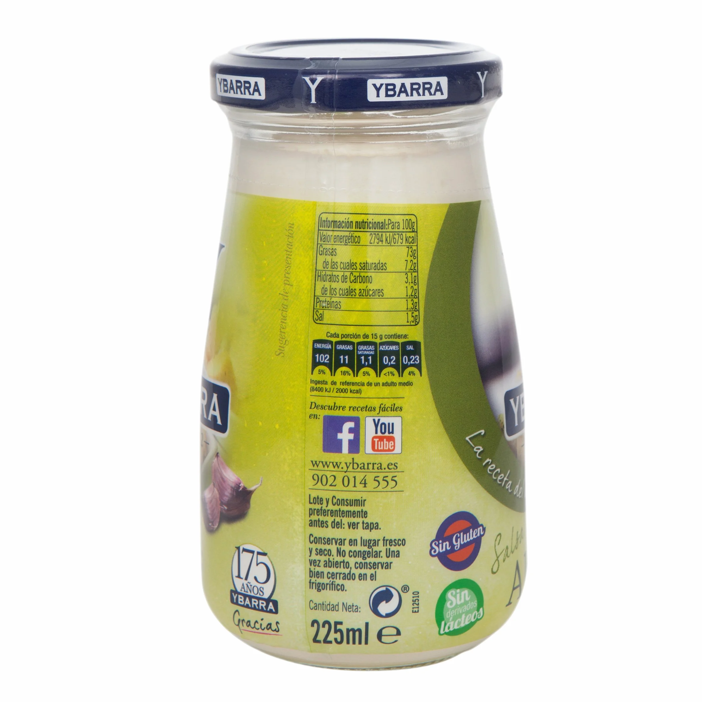 Ybarra Salsa Alioli Original 225ml Frasco de Cristal