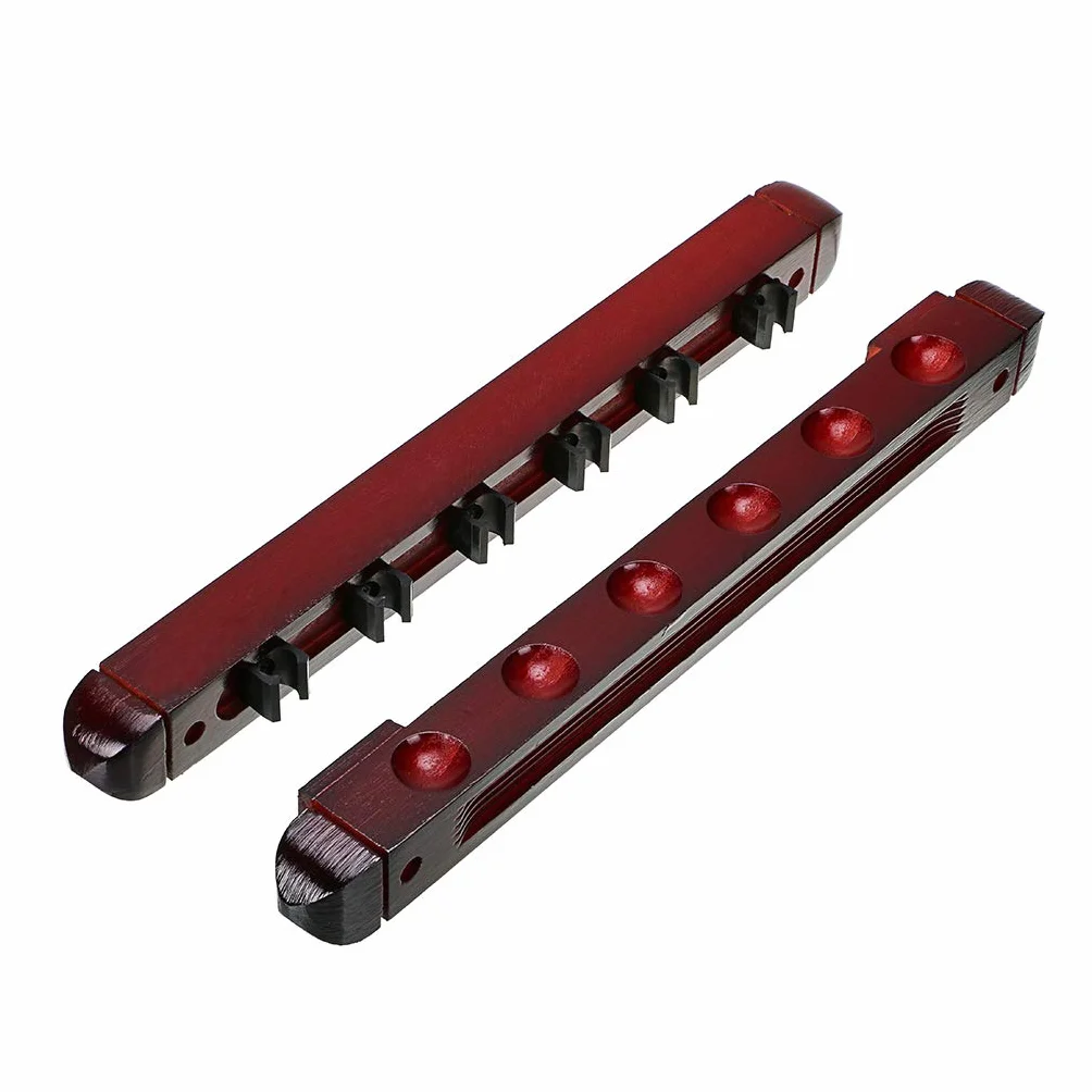 IGNPION Soporte para tacos de billar de madera para montaje en pared con 6 clips, accesorio de billar (Caoba)
