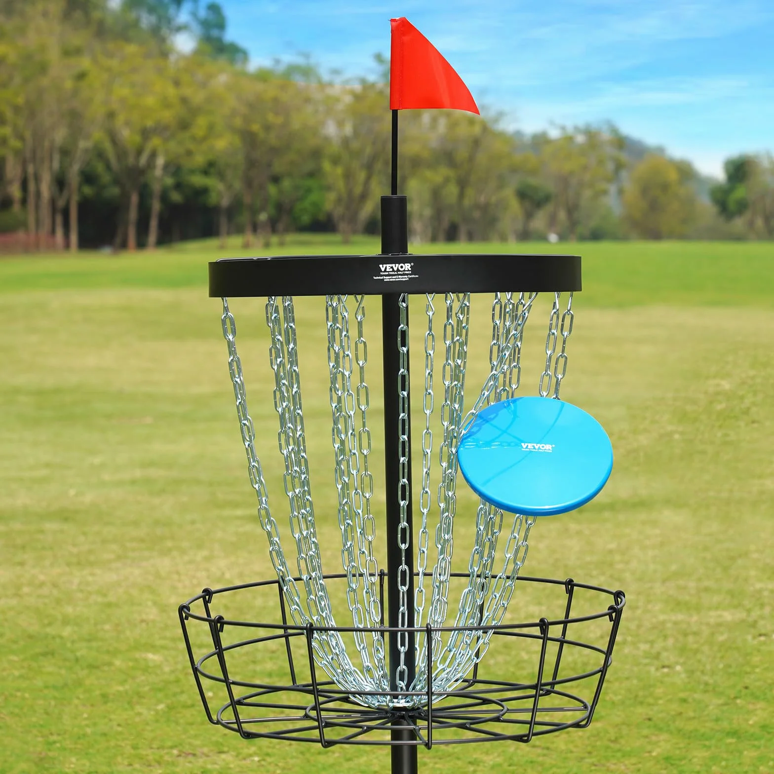 VEVOR Canasta de Golf con Disco de Cadenas Objetivo Portátil para Interiores y Exteriores, Negro