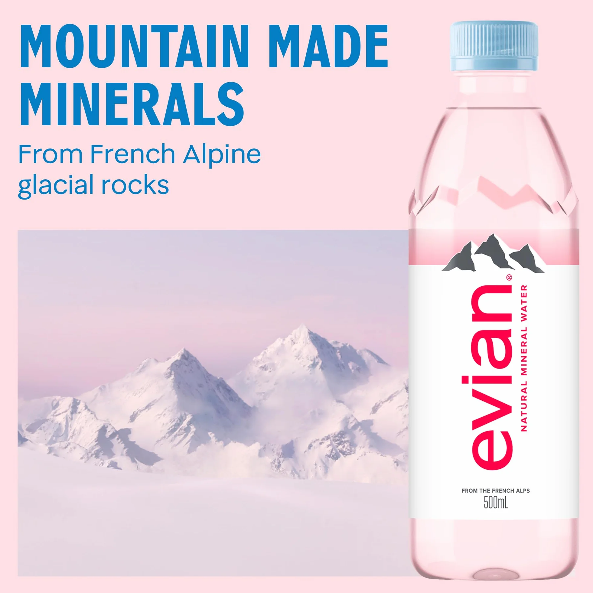 Evian Agua tranquila, 500 ml, paquete de 24
