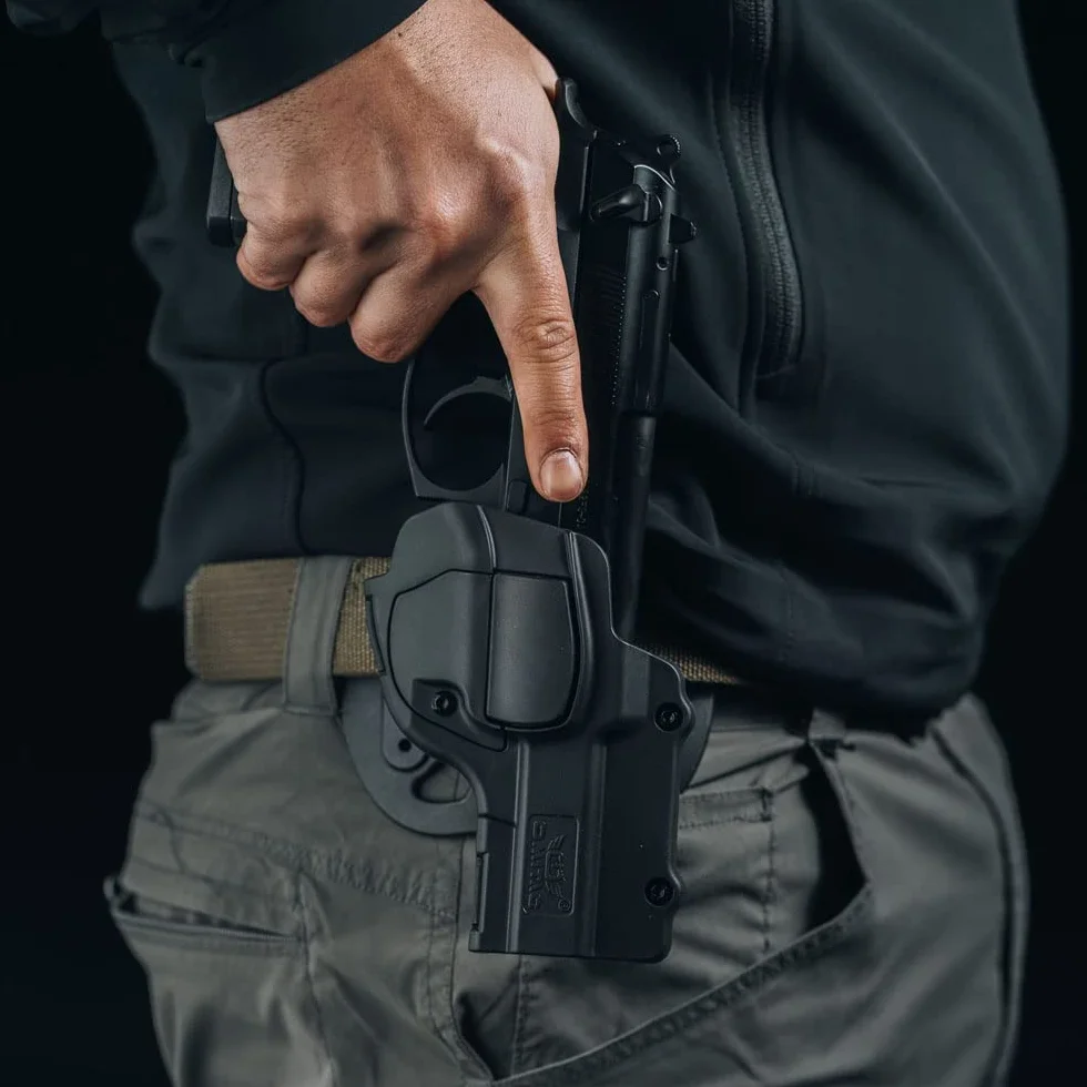 Beretta 92 Funda de polímero OWB para pistola militar, cinturón exterior táctico, abierta para diestros negro