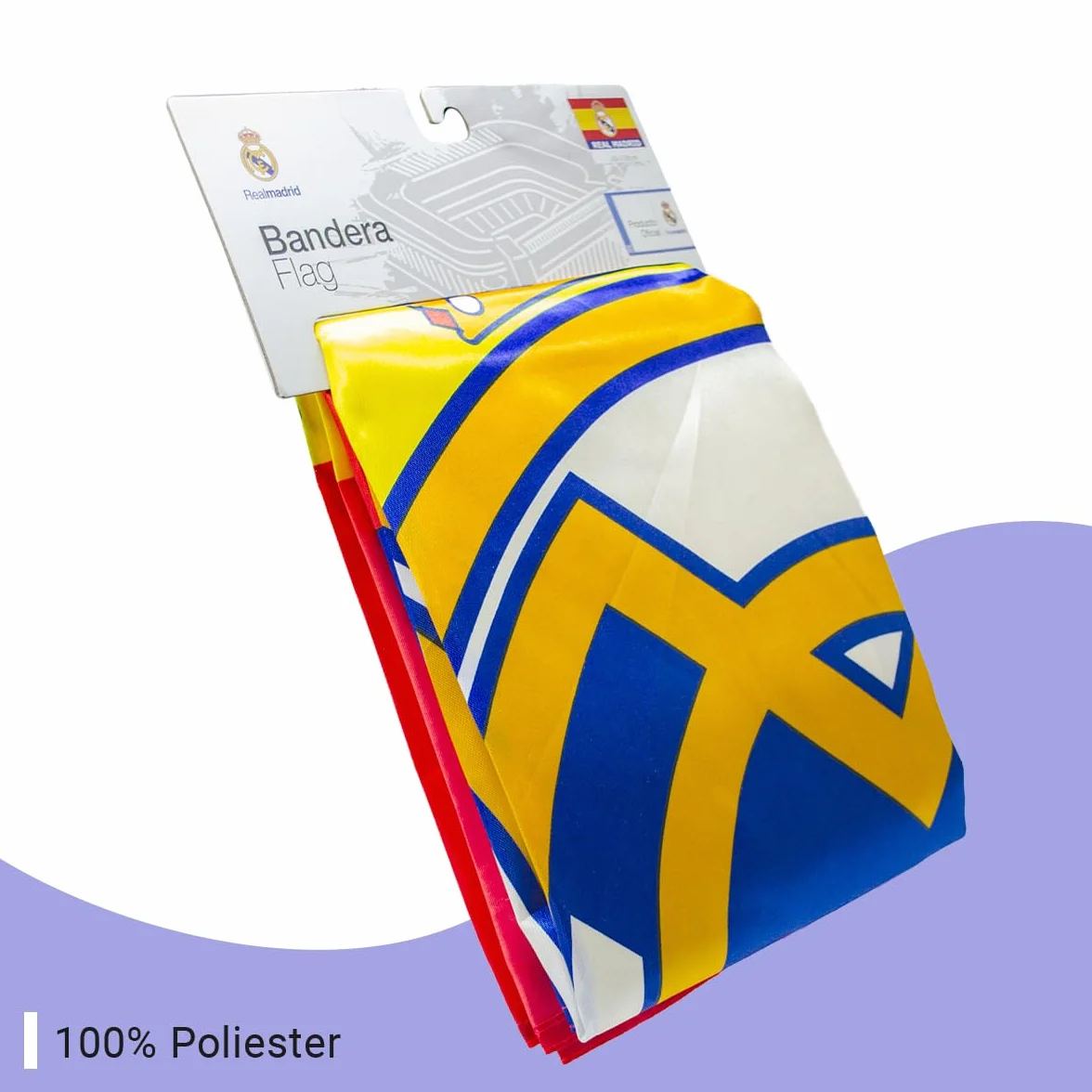 Bandera Oficial Real Madrid 150x100 cm + Llavero 15 Champios | Escudo Centro Producto Oficial