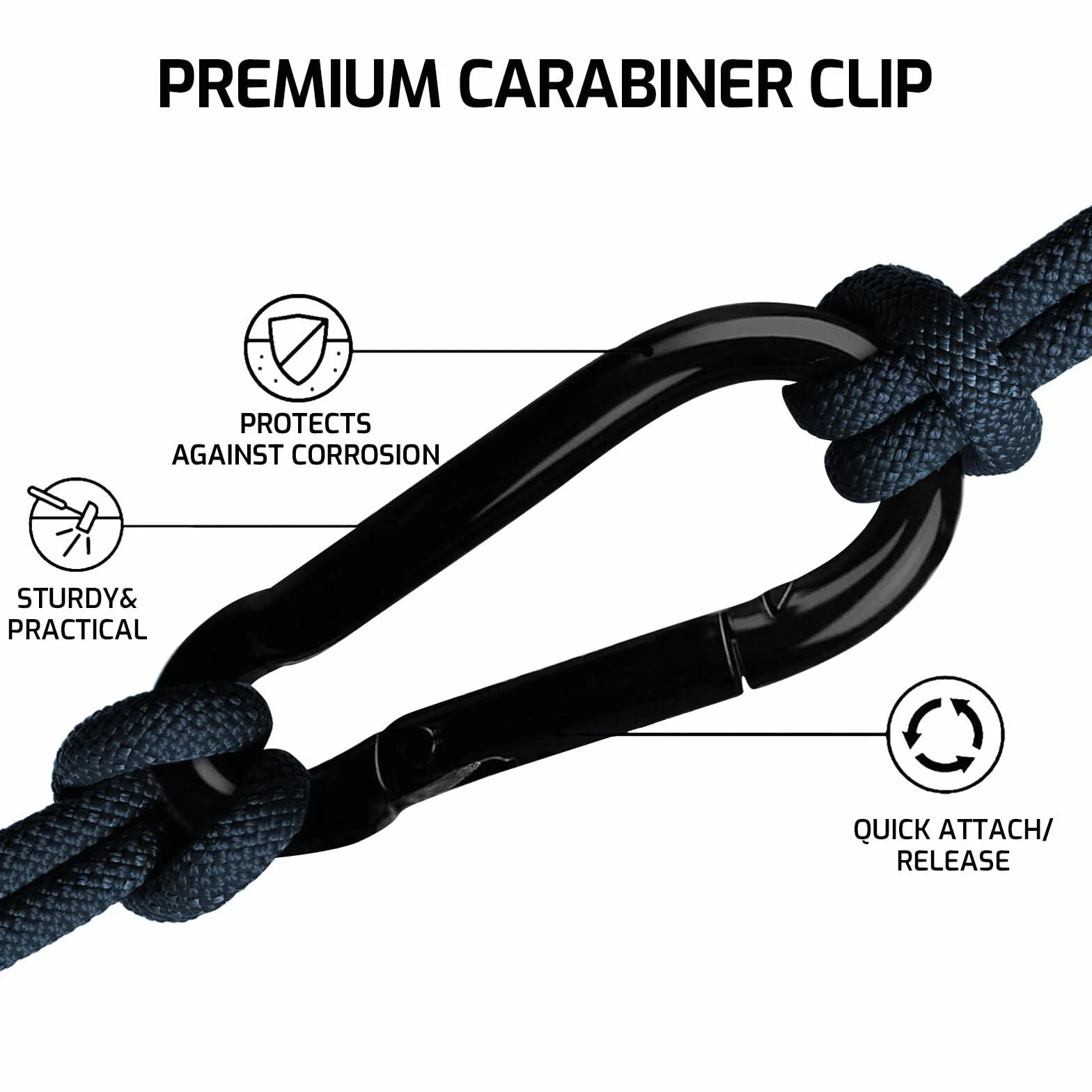 AzureRay 4 Piezas Mosquetones 60 x 28 mm Hierro Clips Seguridad para Viajes Camping Hamaca